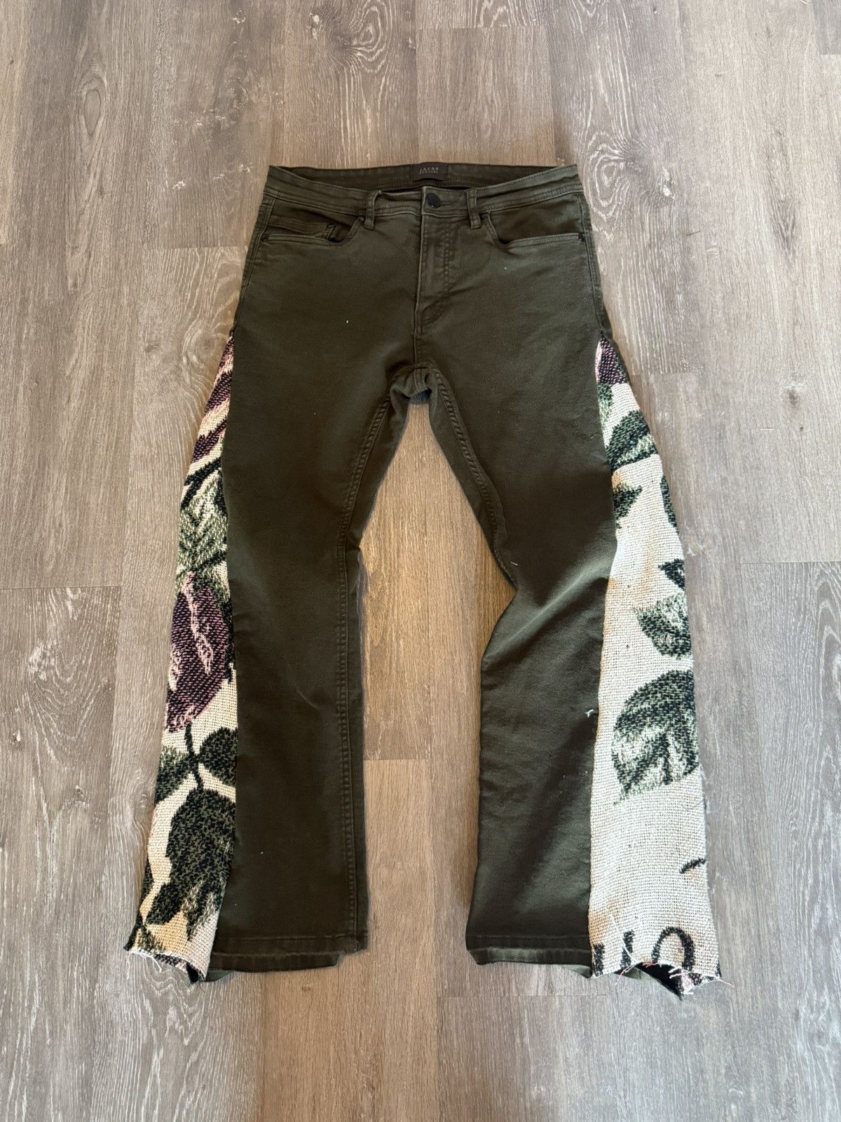 Other Super Flared Green Denim- Upcycle and distress Size US 32 / EU 48 - 1 Thumbnail