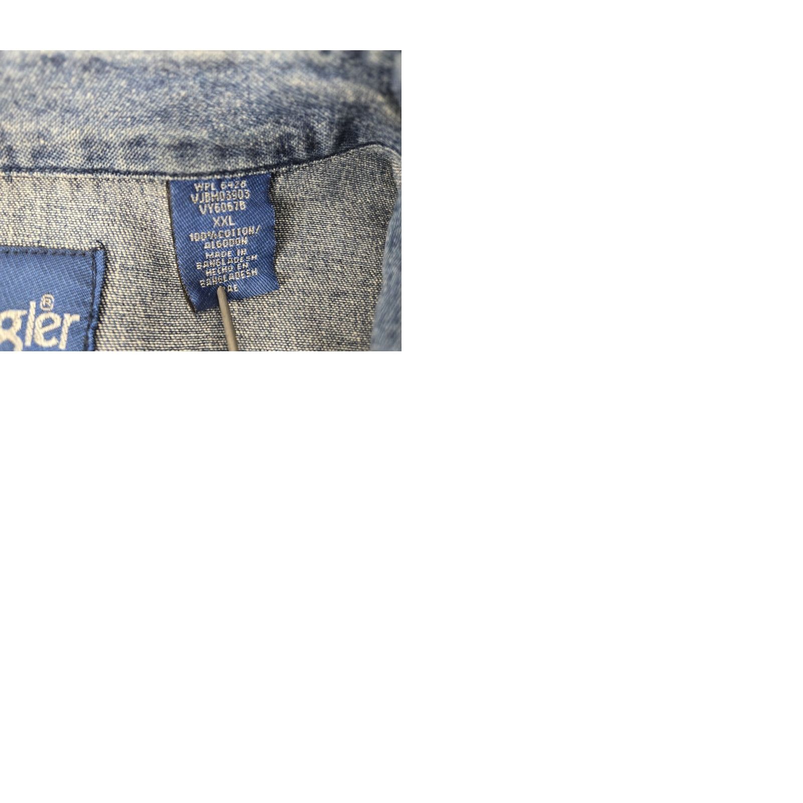 Wrangler Wrangler Shirt Button-Up Denim Long Sleeve Pearl Snap Western Trucker 2XL Mens Blue Cotton Size US XXL / EU 58 / 5 - 9 Thumbnail