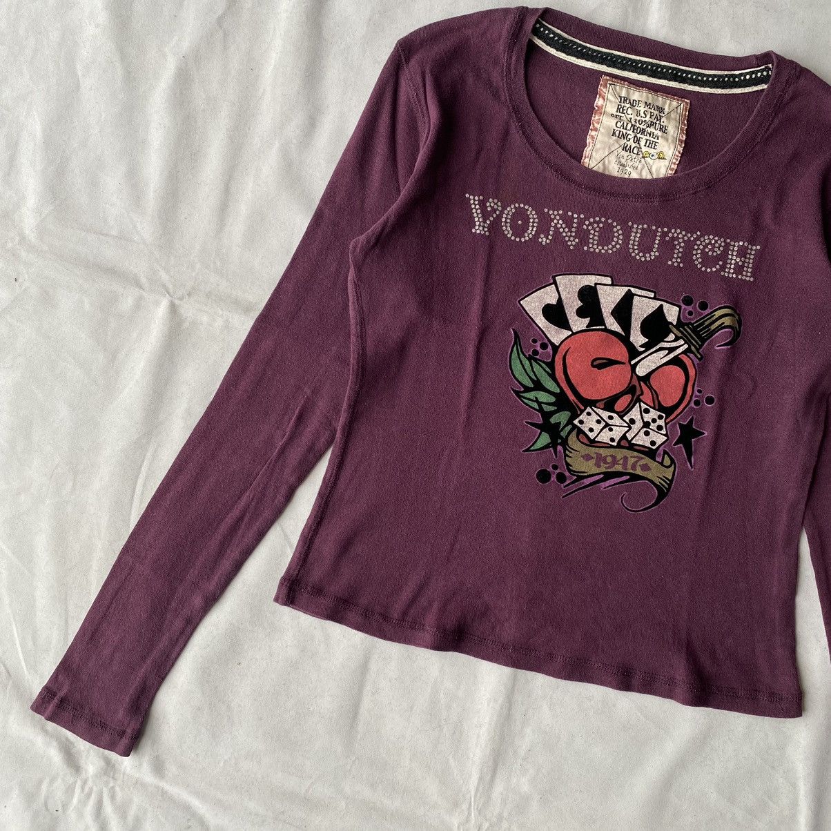 Japanese Brand × Vintage × Von Dutch Vintage Y2K Von Dutch Rhinestone Old School Tattoo Tees Size L / US 10 / IT 46 - 3 Thumbnail