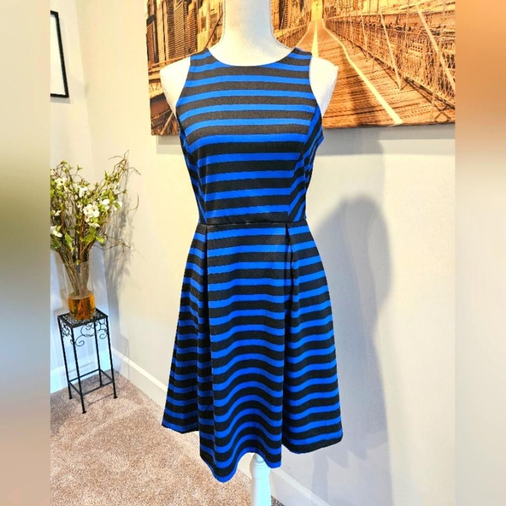 Apt. 9 Blue & Black Striped Dress – Perfect for Any Occasion Size S / US 4 / IT 40 - 1 Thumbnail