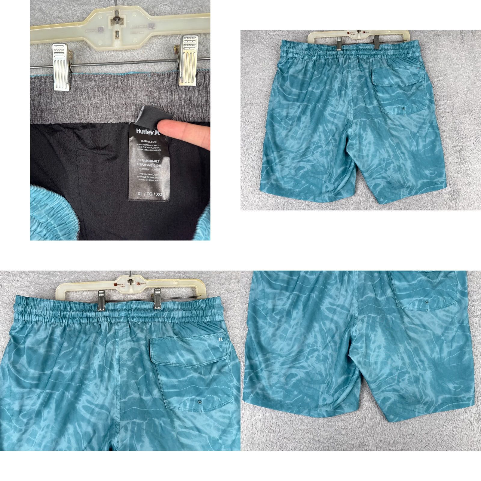 Hurley Hurley Swim Trunks Mens XL Blue Water Pattern Lined Elastic Waist Board Shorts Size US 36 / EU 52 - 9 Thumbnail