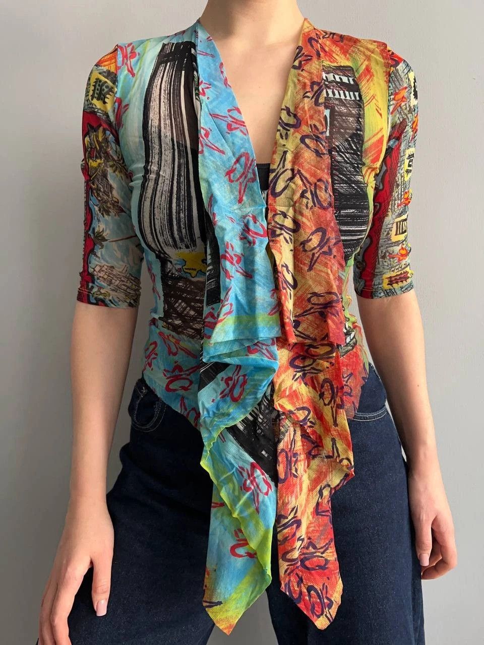 Other Save The Queen Print Long Sleeve asymmetric Avant-Garde Y2K Size M / US 6-8 / IT 42-44 - 5 Thumbnail