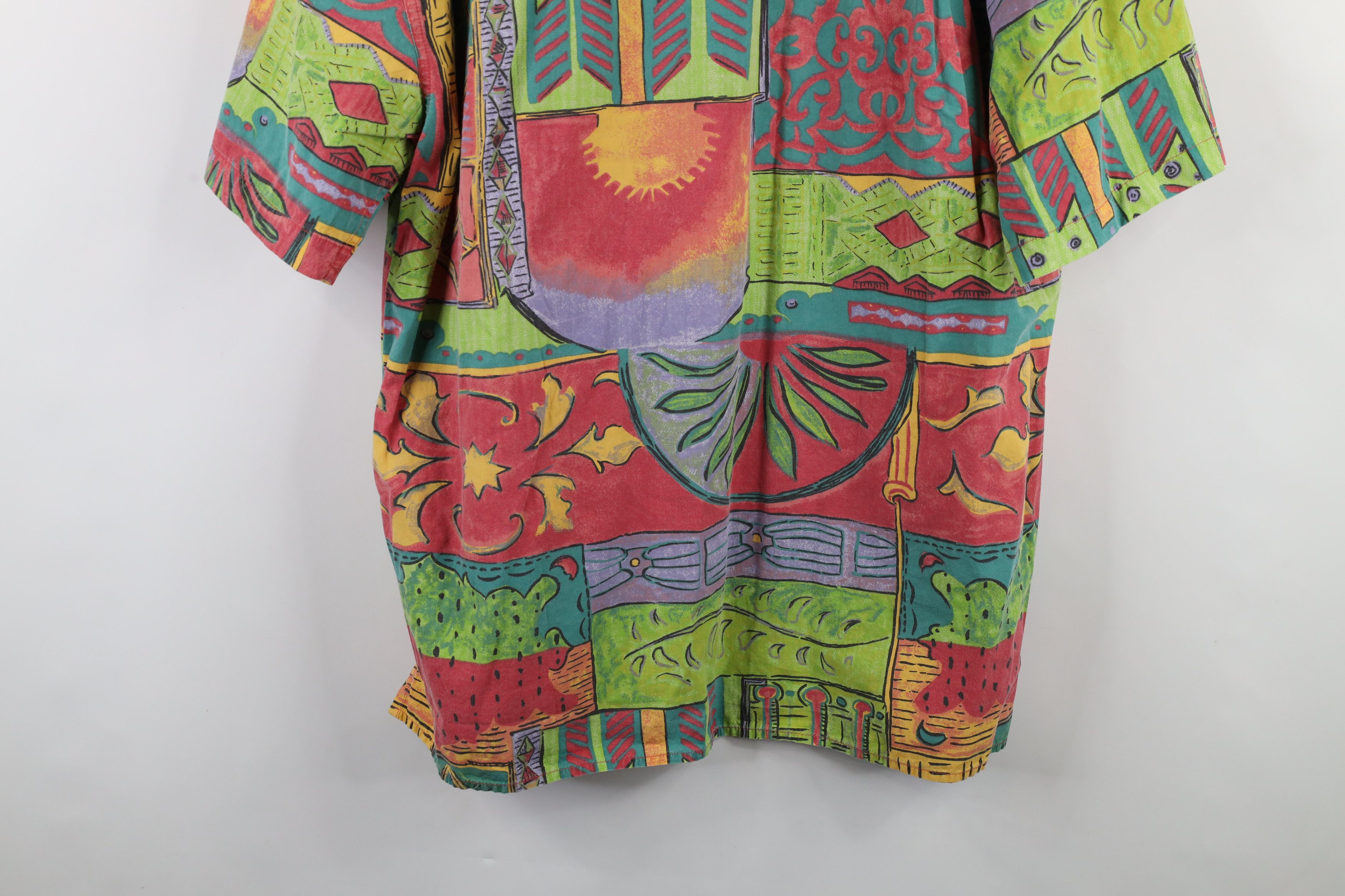 Vintage Vintage 90s Streetwear Rainbow Short Sleeve Button Shirt Size US XL / EU 56 / 4 - 12 Thumbnail