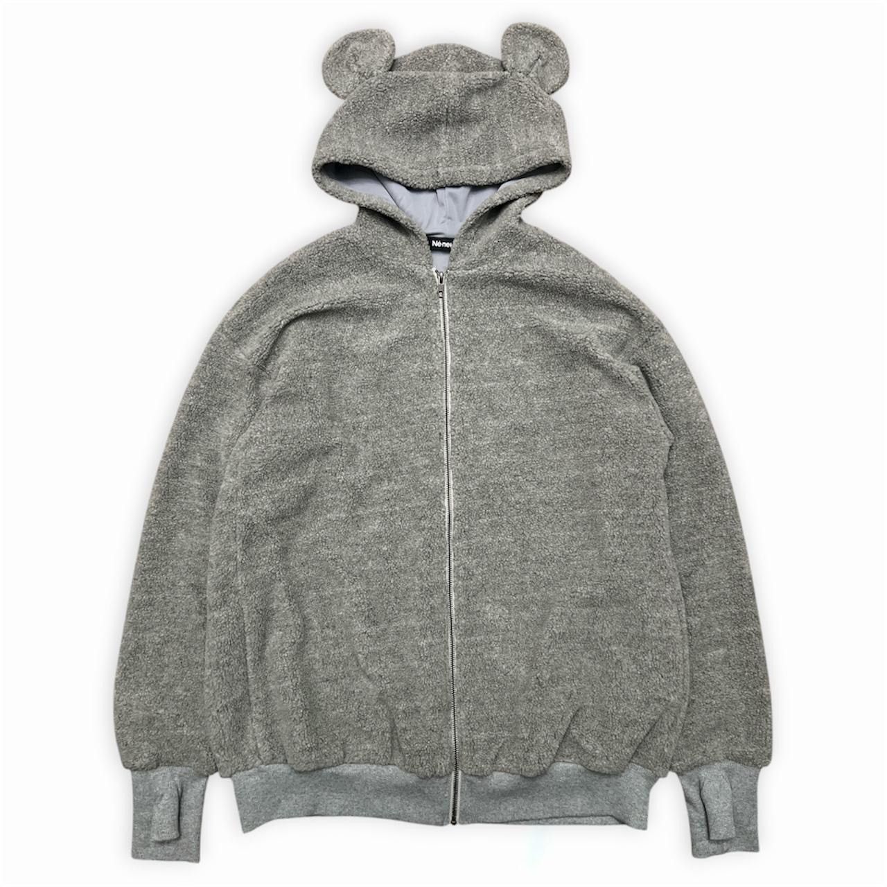Ne-net Grey Fleece Bear Ear Fur Hoodie