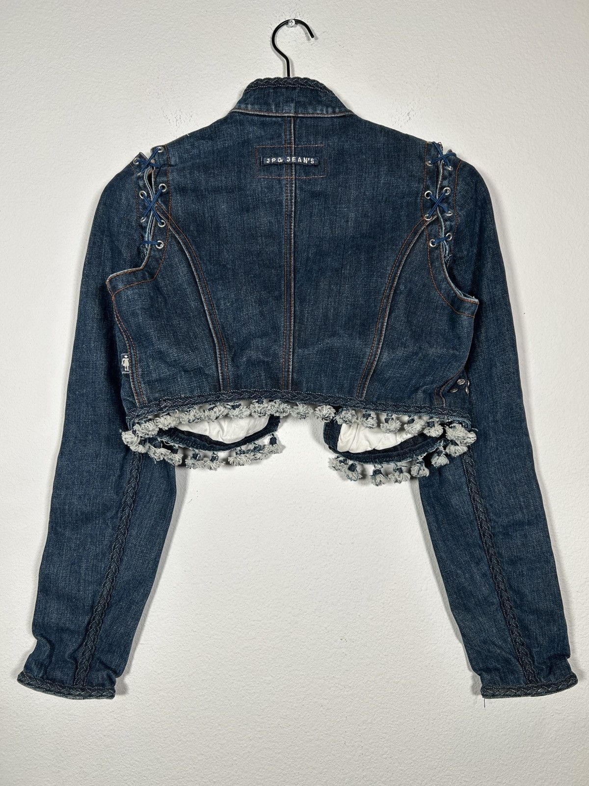 Jean Paul Gaultier 90’s Denim Lace Up Rivet Cropped Jean Jacket Size S / US 4 / IT 40 - 4 Thumbnail