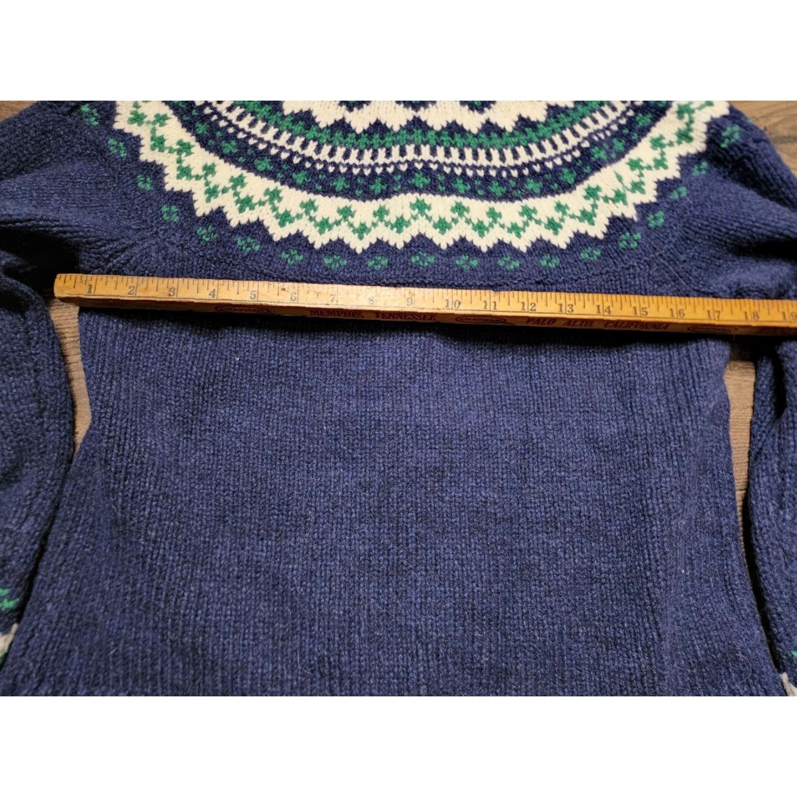 Vintage VINTAGE L.L.Bean Fair Isle Full Zip Cardigan Sweater Womens Medium Blue 100% Lambswool Size M / US 6-8 / IT 42-44 - 4 Thumbnail