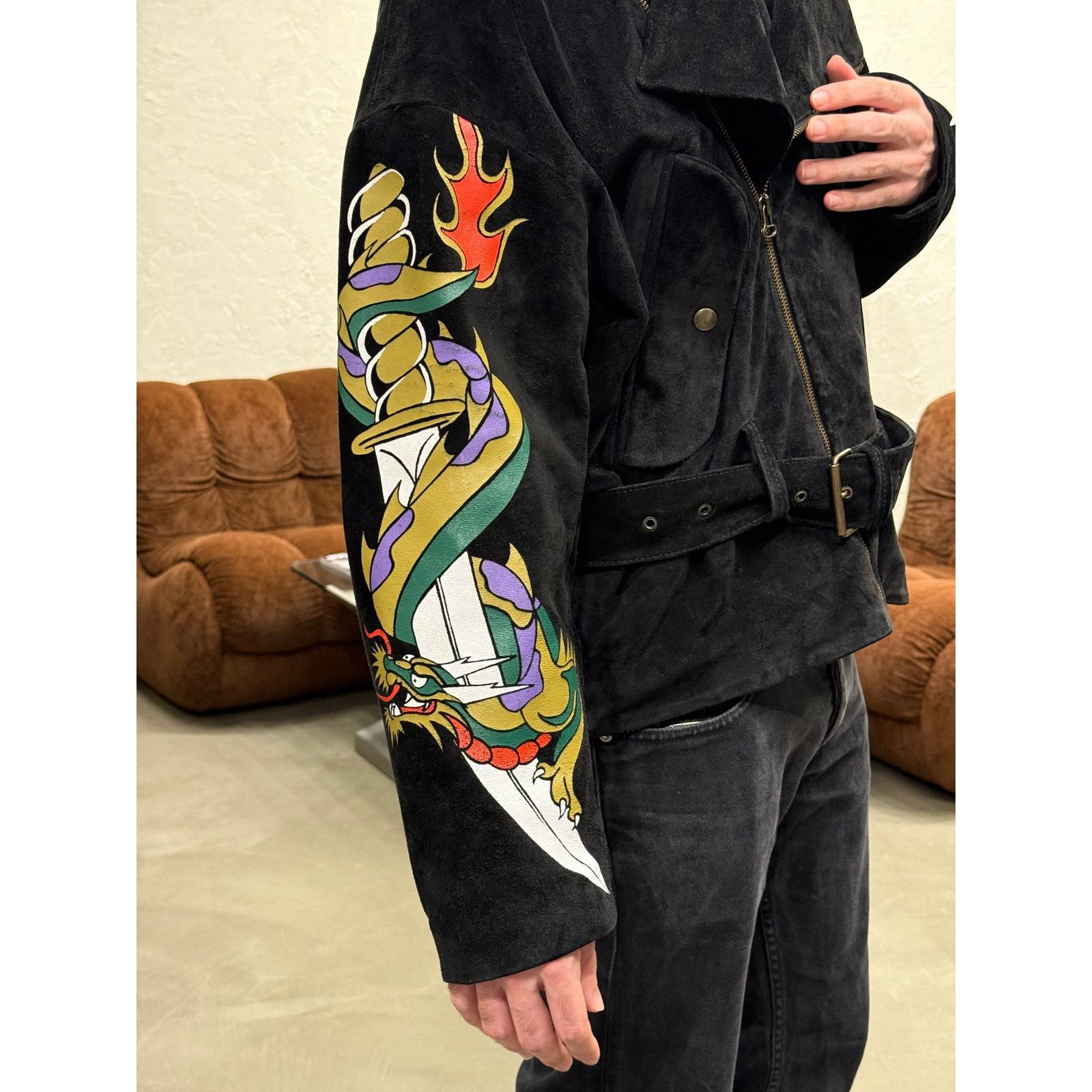 Dolce & Gabbana A/W1992 Dolce & Gabbana dragon tattoo runway leather jacket Size US M / EU 48-50 / 2 - 3 Thumbnail