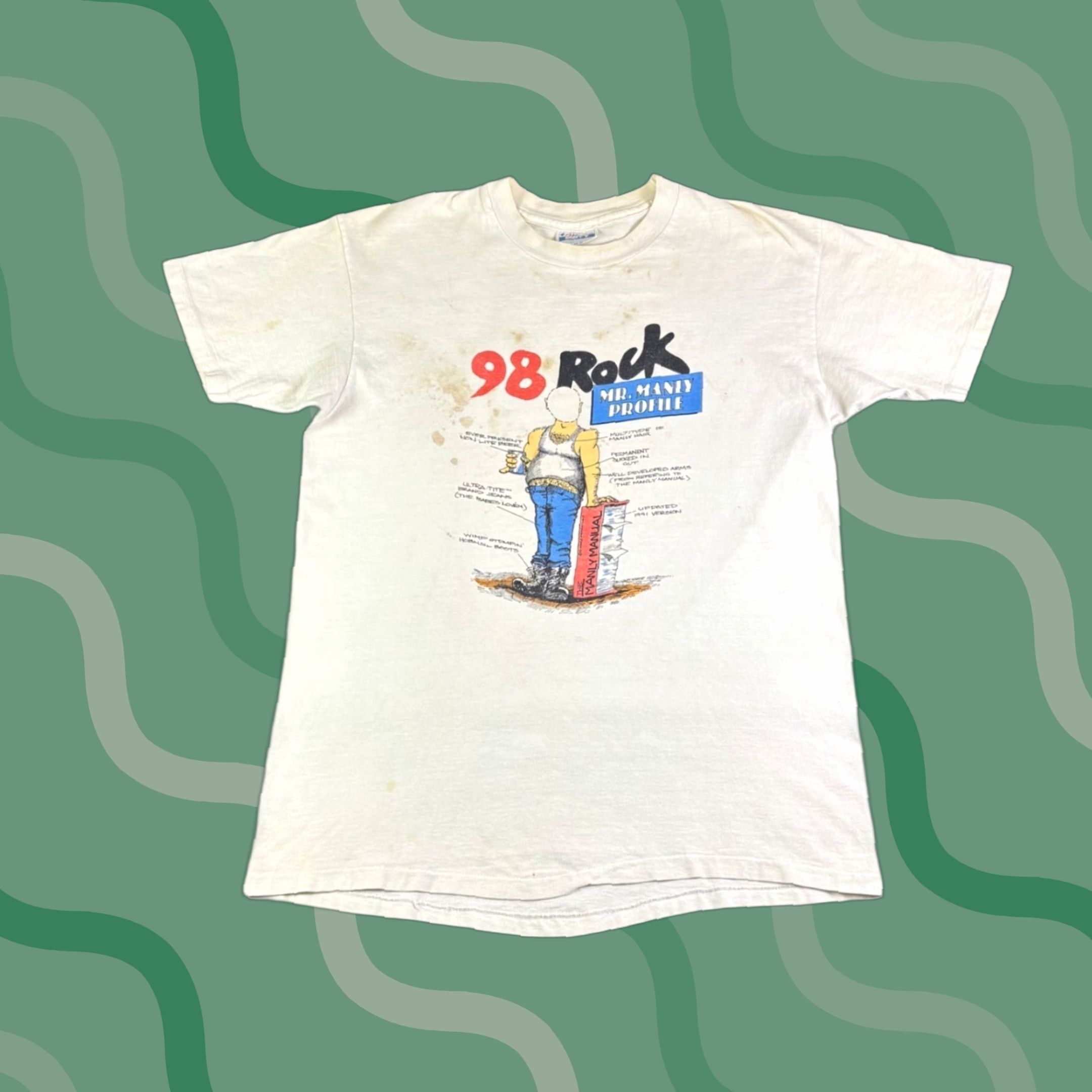 Hanes VINTAGE Rock Mr Manly Profile T-Shirt Hanes Beefy-T Single Stitch Large Size US L / EU 52-54 / 3 - 1 Thumbnail