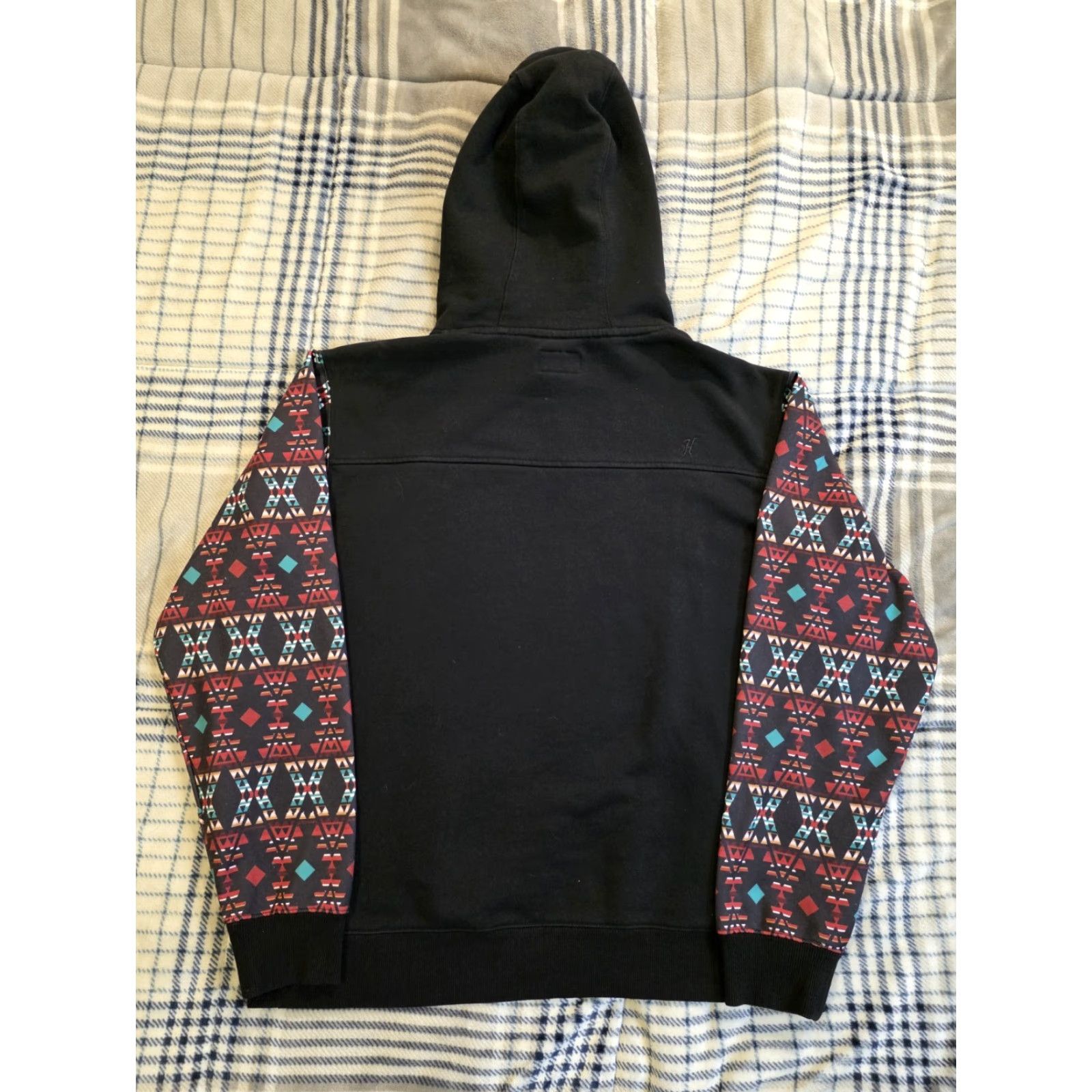 Vintage VINTAGE Hooey Men's Pullover Hoodie Black Aztec Sleeves Hood Lining Western Large Size US L / EU 52-54 / 3 - 2 Thumbnail