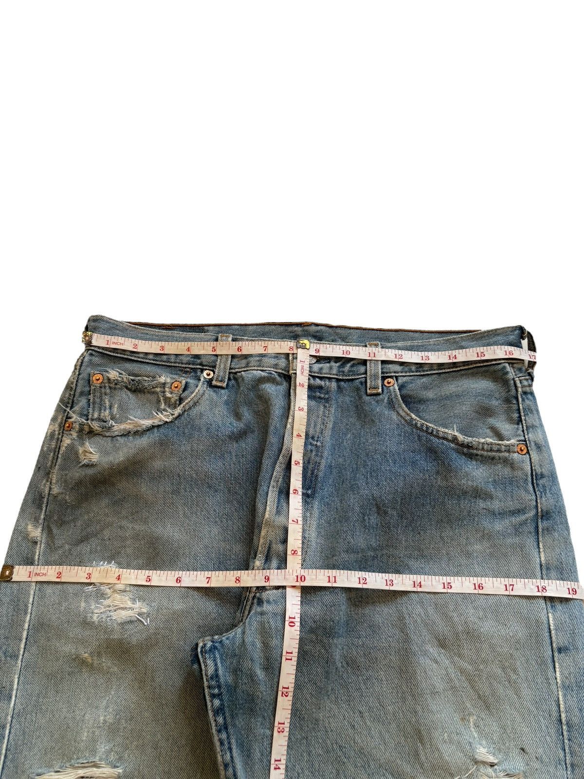 Levi's Vintage 90s Levis 501 Mud Wash Distress Ripped Loose Jeans Size US 33 - 11 Thumbnail