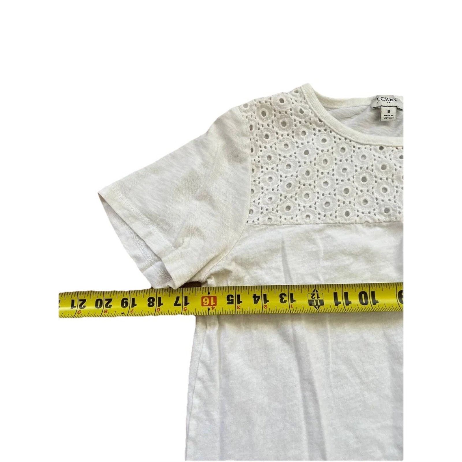J.Crew J. Crew White Eylet Yoke T-Shirt Sleeve White Size S A000869 Size S / US 4 / IT 40 - 7 Thumbnail