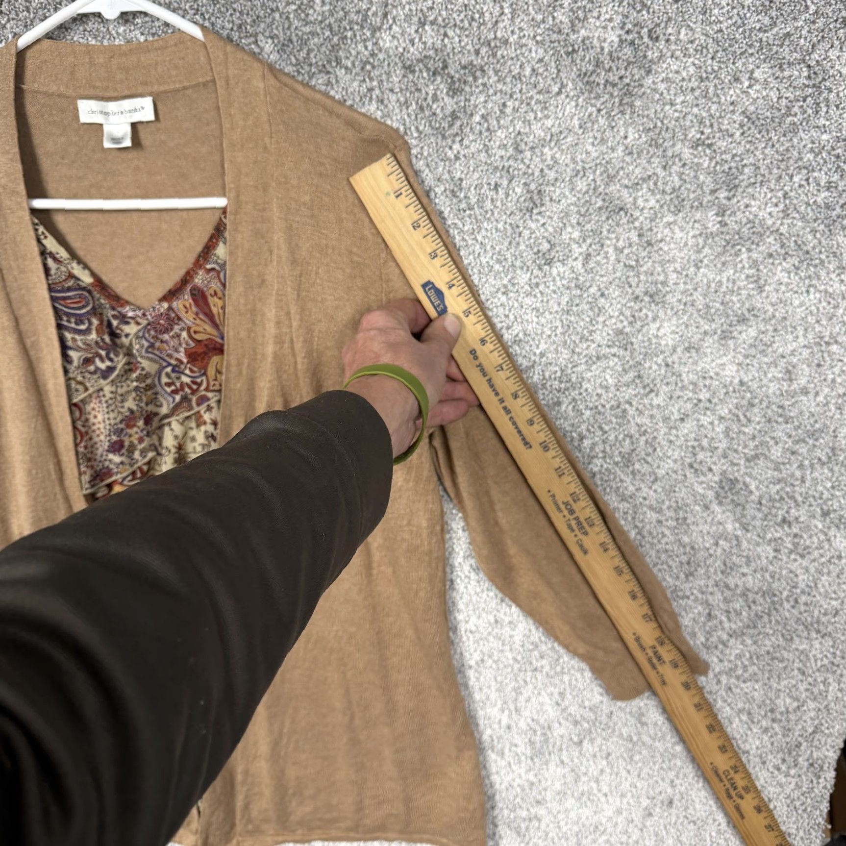 Vintage Christopher & Banks Cardigan Womens Large Tan Paisley Boho Floral Tiered Cardigan Sweater L Womens Knitted Layering Bohemian Casual Size L / US 10 / IT 46 - 3 Thumbnail