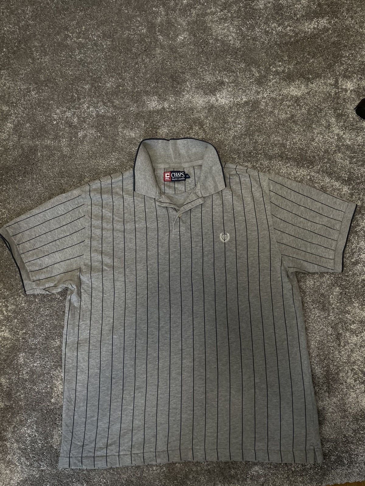 Chaps Ralph Lauren 🩶 Chaps Ralph Lauren - gray striped polo Size US L / EU 52-54 / 3 - 1 Thumbnail