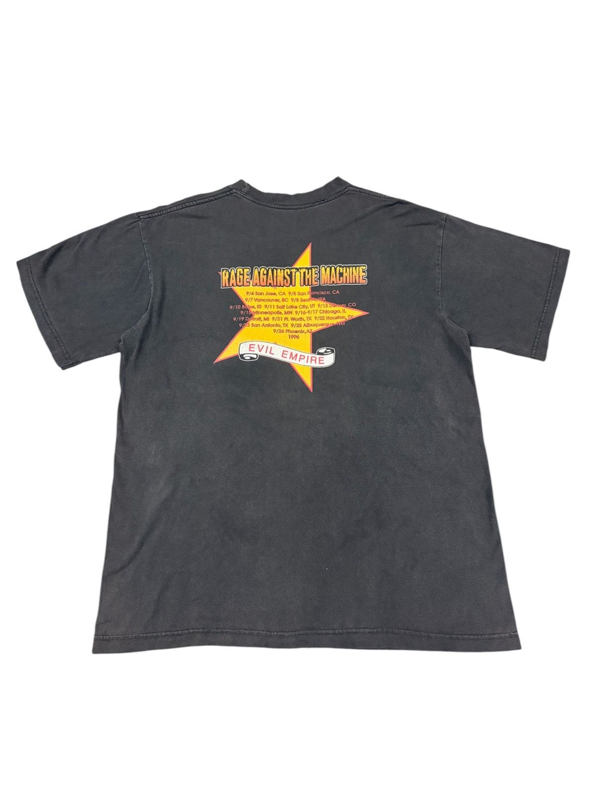 Rage Against The Machine Vintage 90s Sun faded RATM 1996 Evil Empire Tour Band Tee Size US L / EU 52-54 / 3 - 2 Thumbnail