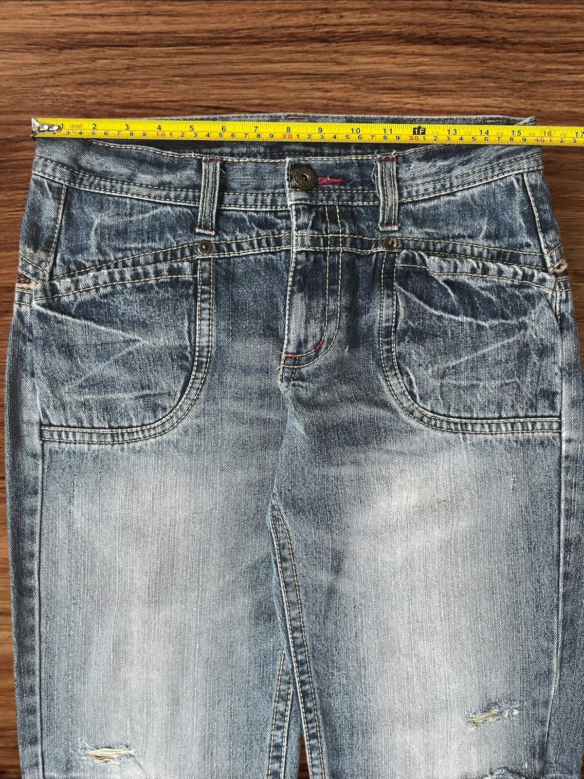 Hysteric Glamour × Japanese Brand Vintage Japanese Brand Blue Washed Distressed Leopard Jeans Size US 30 / EU 46 - 12 Thumbnail