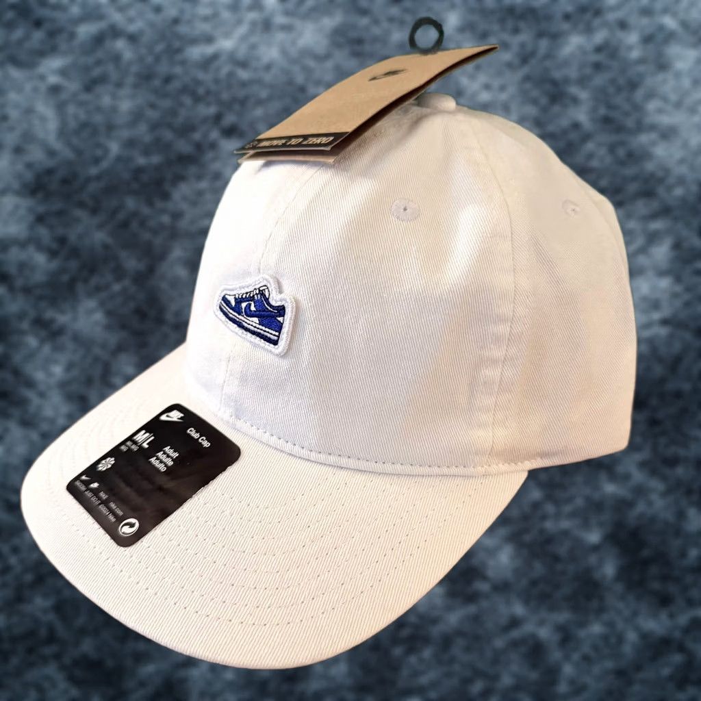 Nike Nike Club Cap Hat Mens Medium Large White Embroidered Sneaker Patch Adjustable Cap Baseball Cap Size ONE SIZE - 1 Thumbnail
