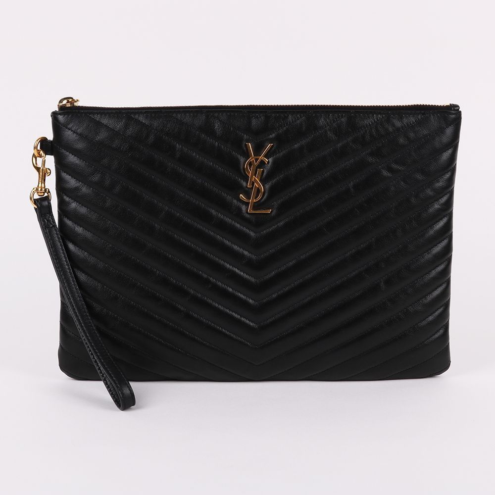 Yves Saint Laurent Matelassé Gold-Tone New Medium Clutch Bag Size ONE SIZE - 1 Thumbnail