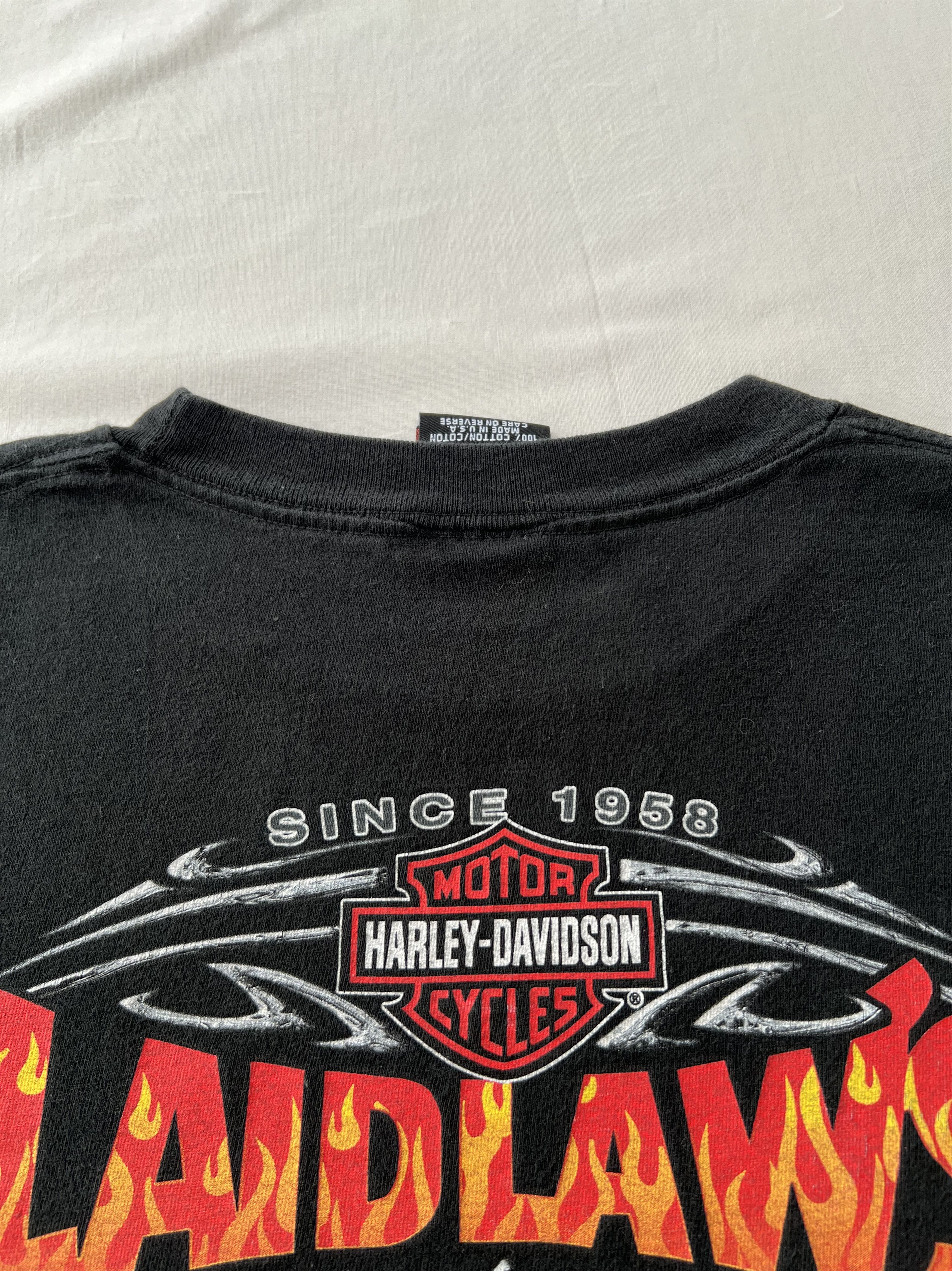 Harley Davidson Vintage 2000s Harley Davidson Eagle Skull Fire Flame T-shirt Size US L / EU 52-54 / 3 - 15 Thumbnail