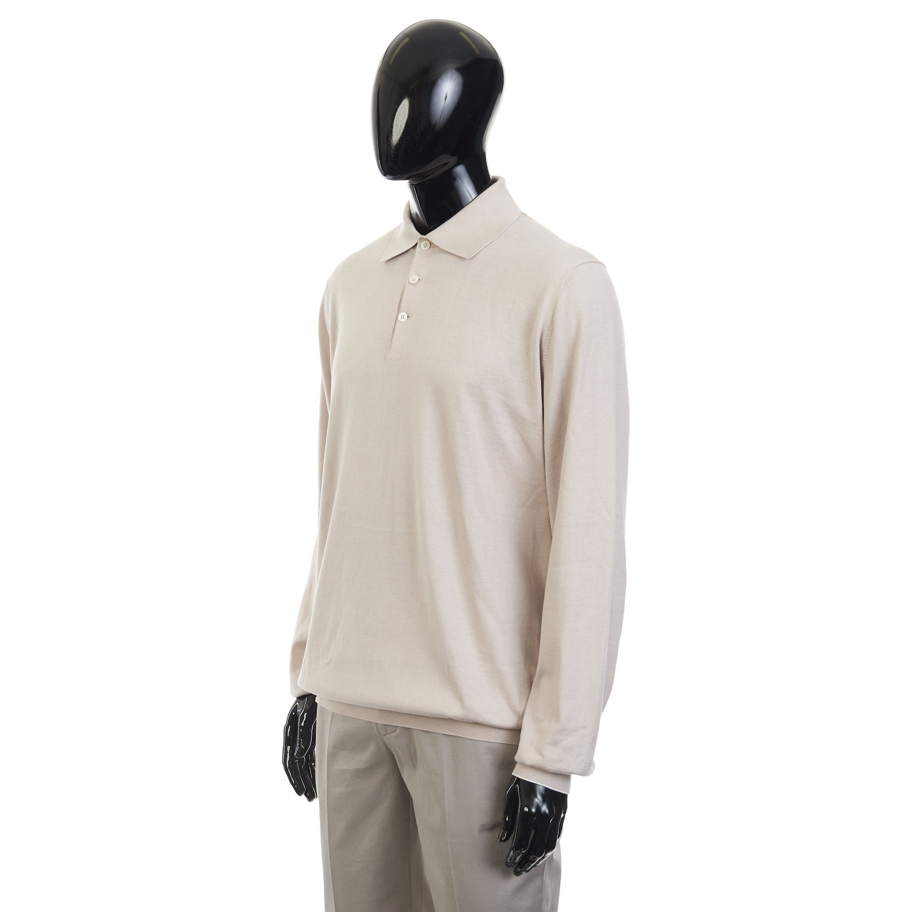 Brunello Cucinelli Beige Lightweight Cotton Knit Polo Shirt Size 60 Size US XXL / EU 58 / 5 - 2 Thumbnail