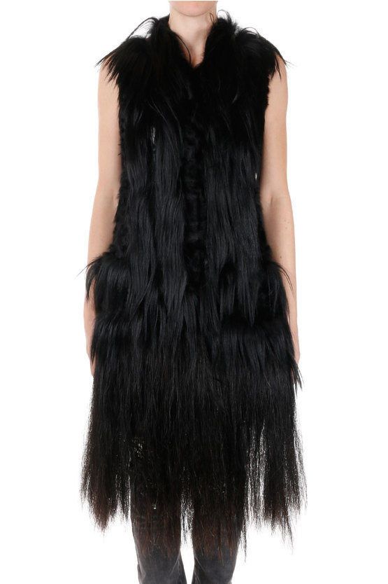 Maison Margiela og1mm0624 Real Fur Sleeveless Coat in Black Size M / US 6-8 / IT 42-44 - 1 Thumbnail