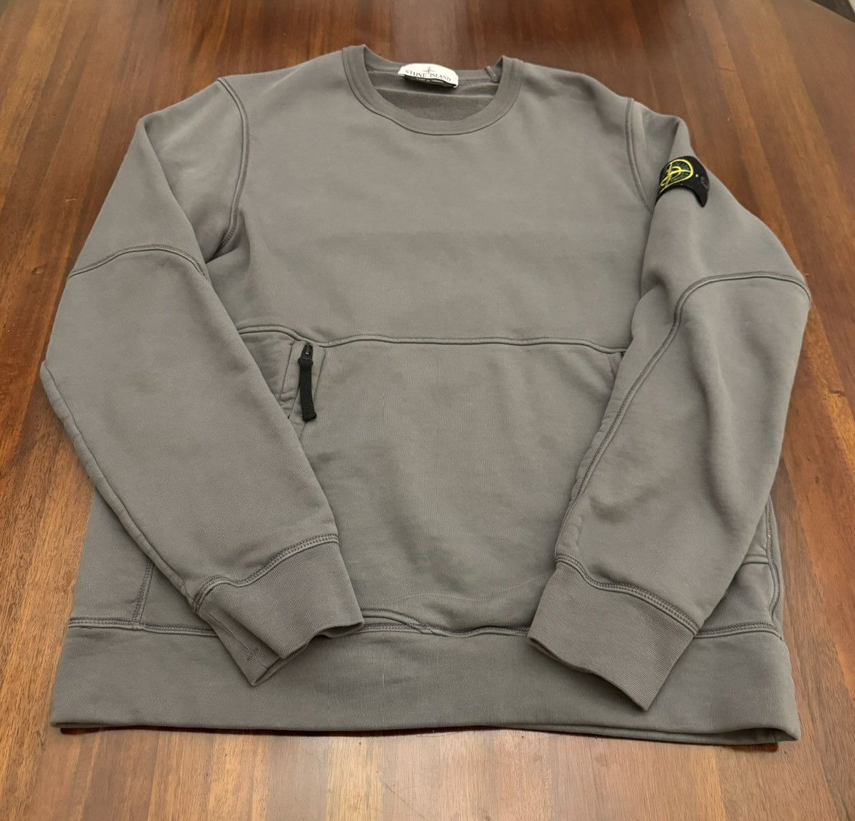 image of Stone Island Grey Crewneck - Zippered, Men's (Size Medium)