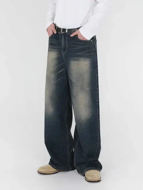 Jean Blue Washed Wide Leg Denim Jeans Size US 32 / EU 48 - 7 Thumbnail