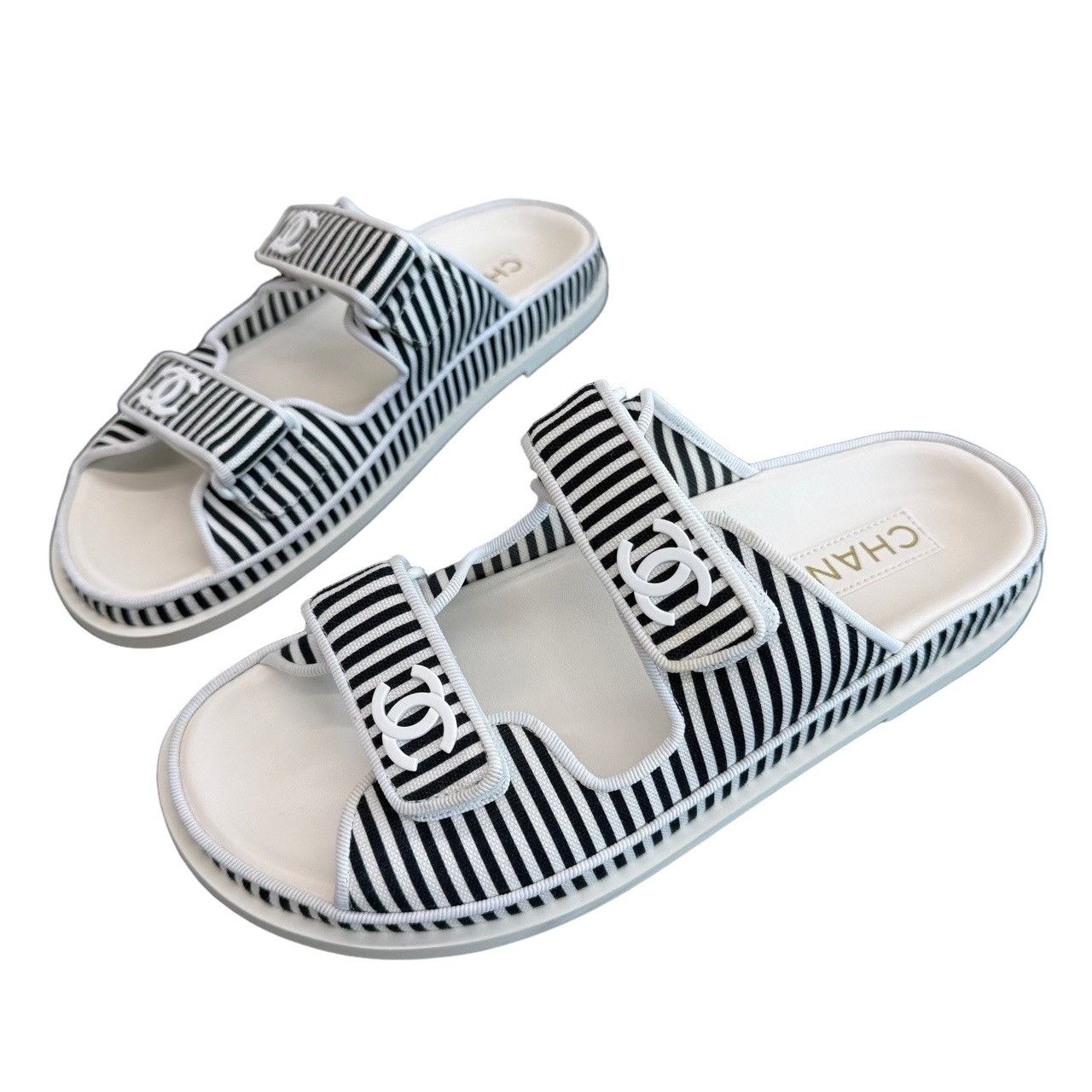 Chanel Chanel Striped Logo Sandals Size 39 Size US 9 / IT 39 - 1 Thumbnail