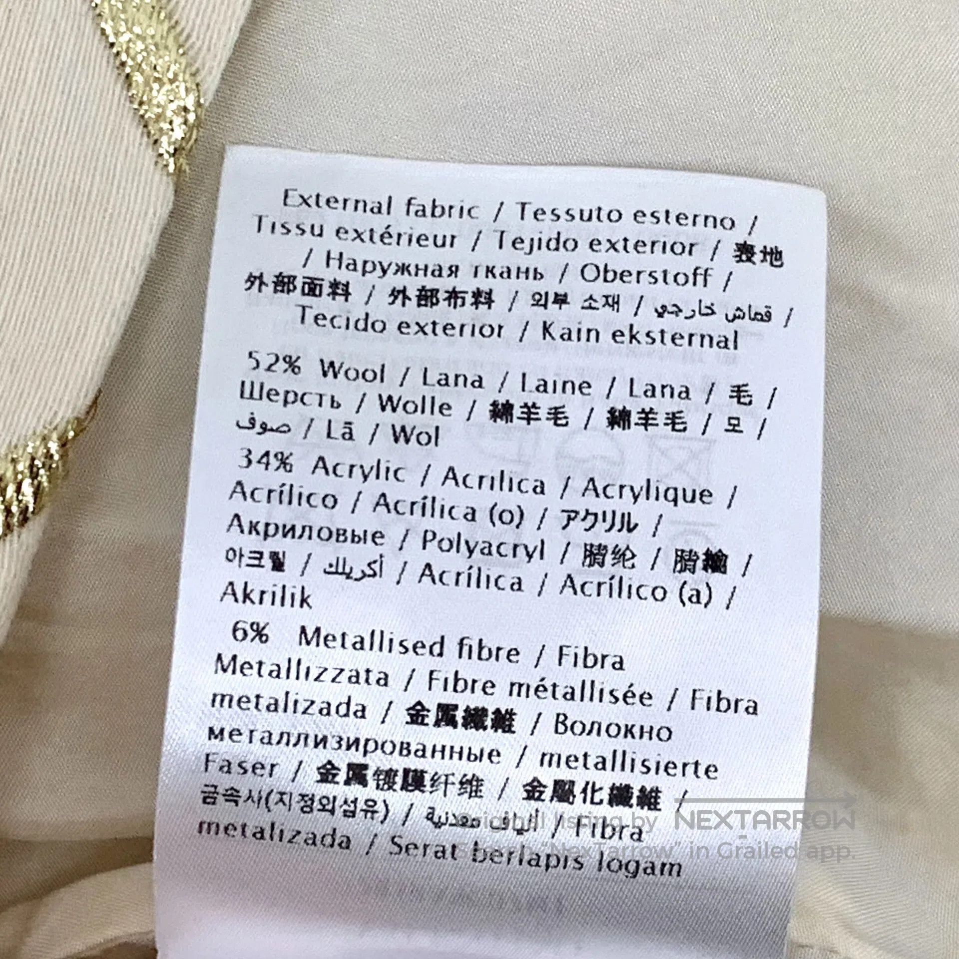 Other Valentino Light yellow diamond gold thread cashmere wool c Size 41" - 7 Thumbnail