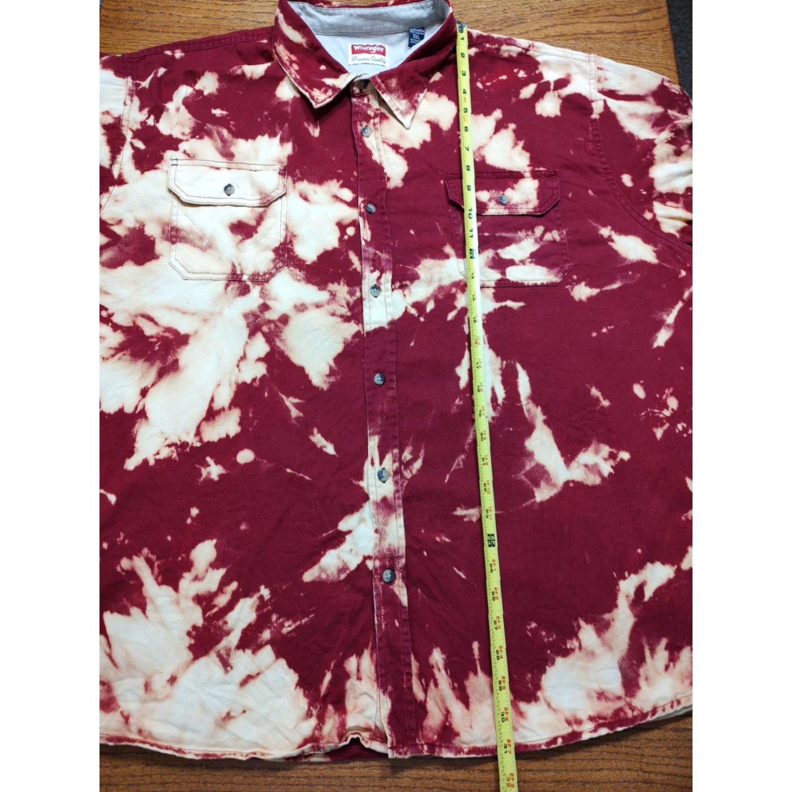 Wrangler VINTAGE Wrangler Shirt 3XL Men Tie Dye Red Flannel Pockets Decorative Easy Care 80s 90s Bohemian Western Cowboy Western Shirt Mens Size US XXL / EU 58 / 5 - 5 Thumbnail
