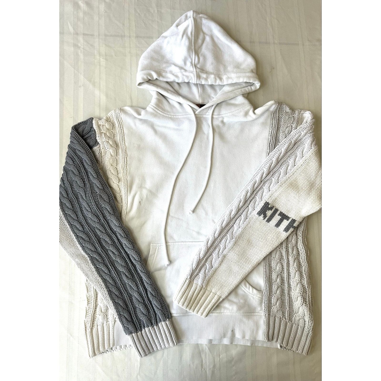 Kith Kith Adam Knit Hoodie White Grey Cable Fleece Sweatshirt M Size US M / EU 48-50 / 2 - 1 Thumbnail