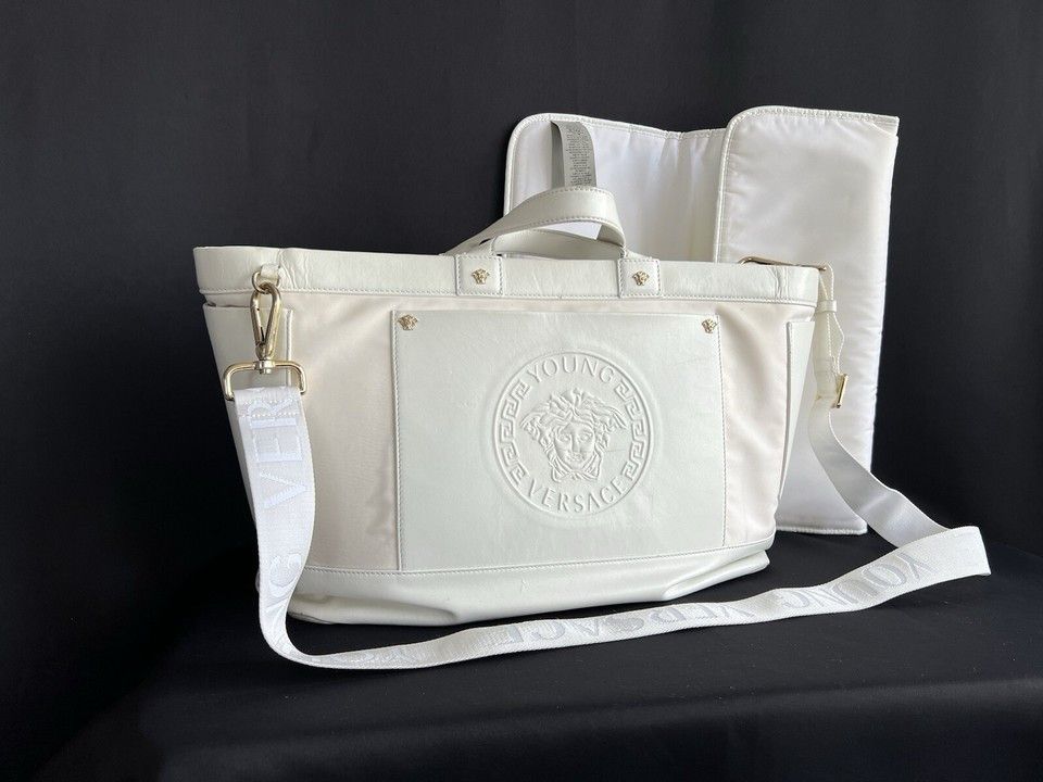 Versace Versace Young Large White Leather/Fabriic Bag Size ONE SIZE - 1 Thumbnail