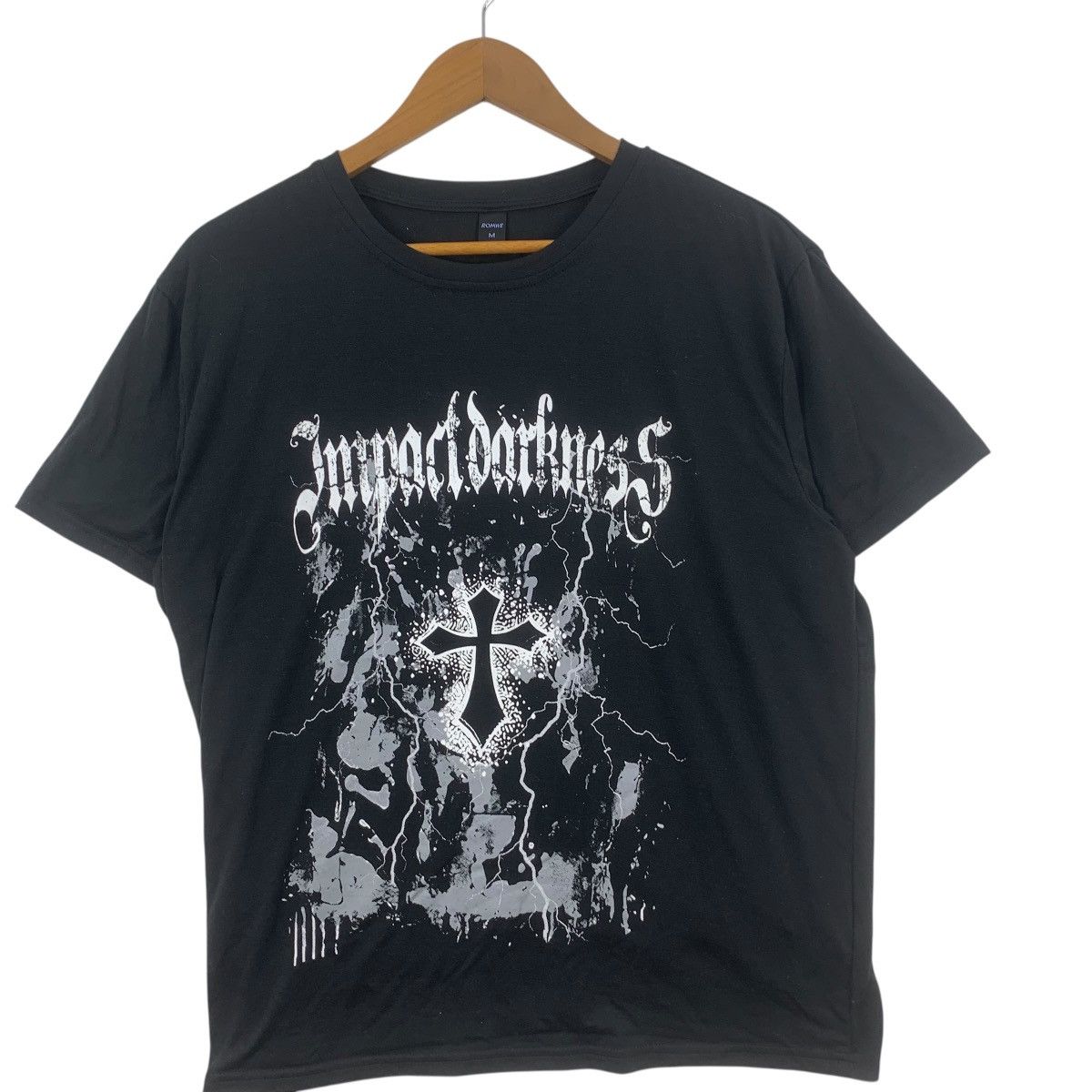 Other ROMWE IMPACT DARKNESS Cross Logo Band Tee Shirt Top Size L / US 10 / IT 46 - 4 Thumbnail