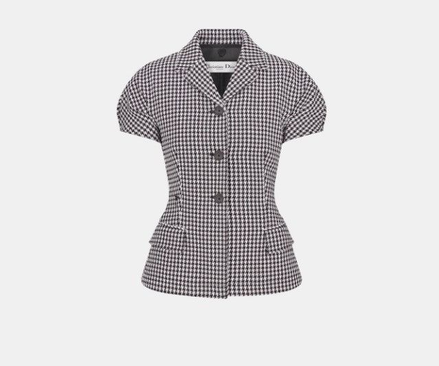 Dior o1w1db11124 2-in-1 Puff Sleeves Jacket in Black & White Size S / US 4 / IT 40 - 1 Thumbnail