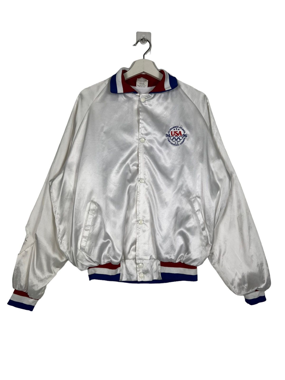 USA Olympics 🔥 VINTAGE USA OLYMPIC ATLANTA SATIN BOMBER JACKET Size US XL / EU 56 / 4 - 2 Thumbnail