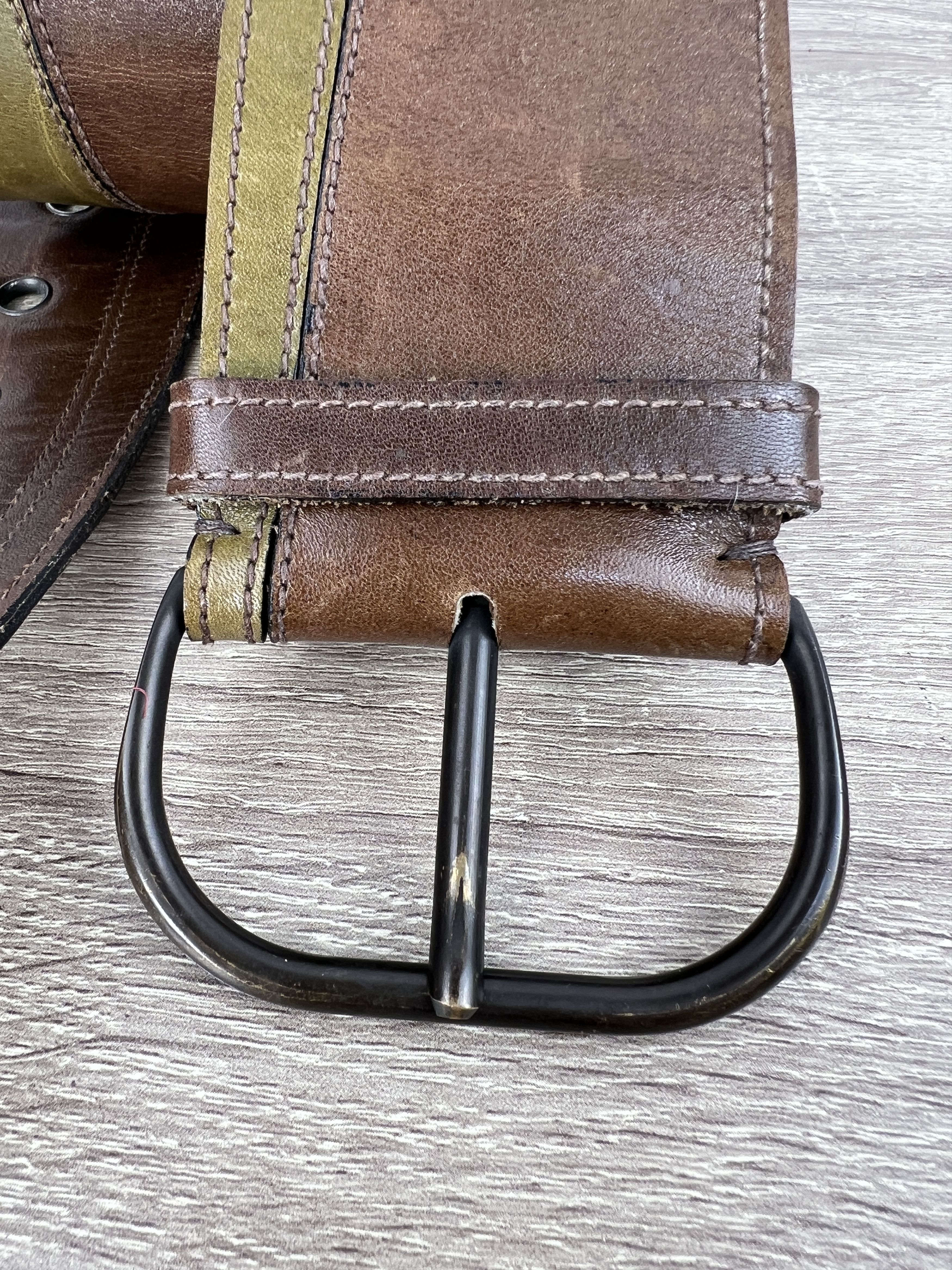 Saint Laurent Paris Saint Laurent Rive Gauche 2 Colored Wide Leather Waist Belt Size ONE SIZE - 8 Thumbnail