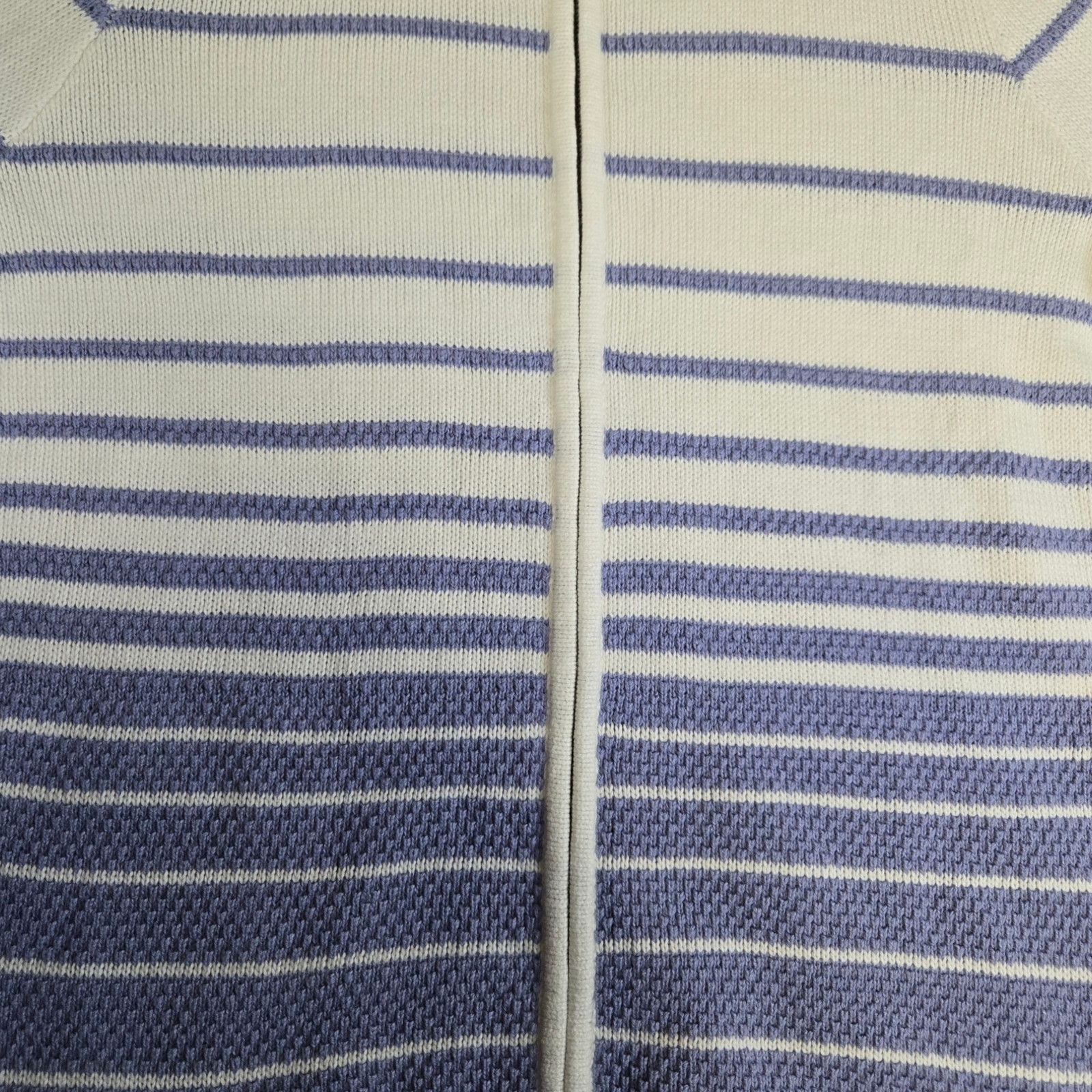 Vintage Y2K Periwinkle White Striped Zip Up Sweater Size 14W Size XL / US 12-14 / IT 48-50 - 5 Thumbnail