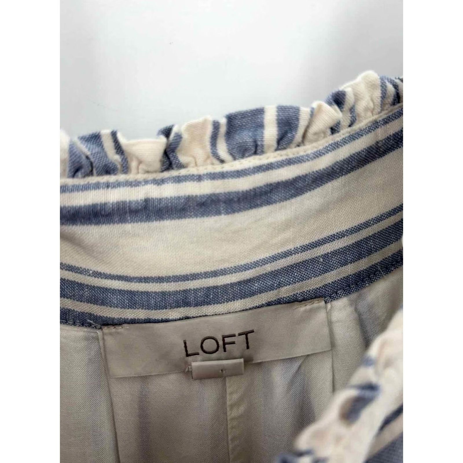 Loft Pre-Owned Loft Blue Size Large Stripe Short Sleeve Dress Size 36" / US 14 / IT 50 - 3 Thumbnail