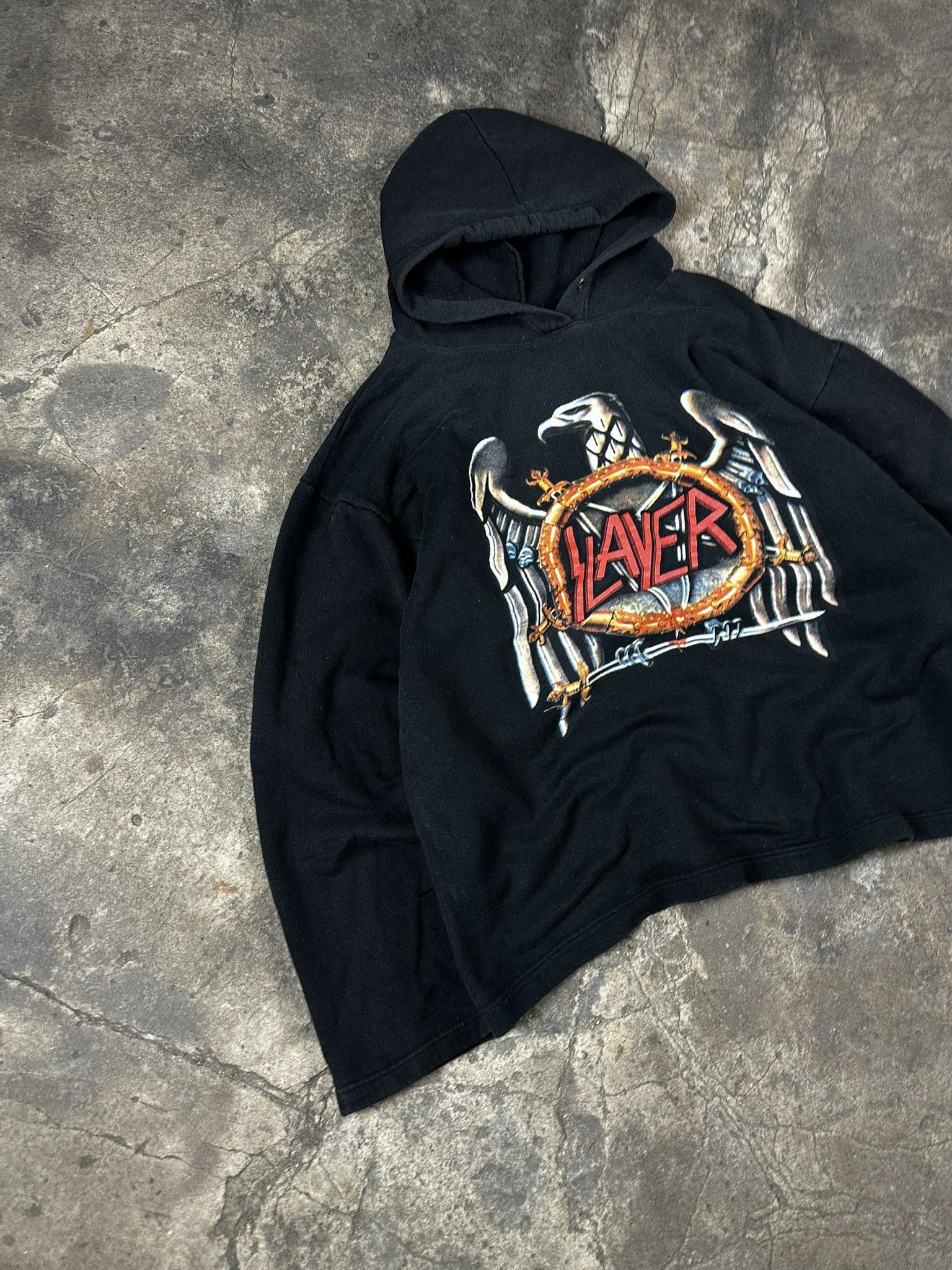 00s Vintage Slayer Thrash Metal Band Hoodie, image size:1536x2048