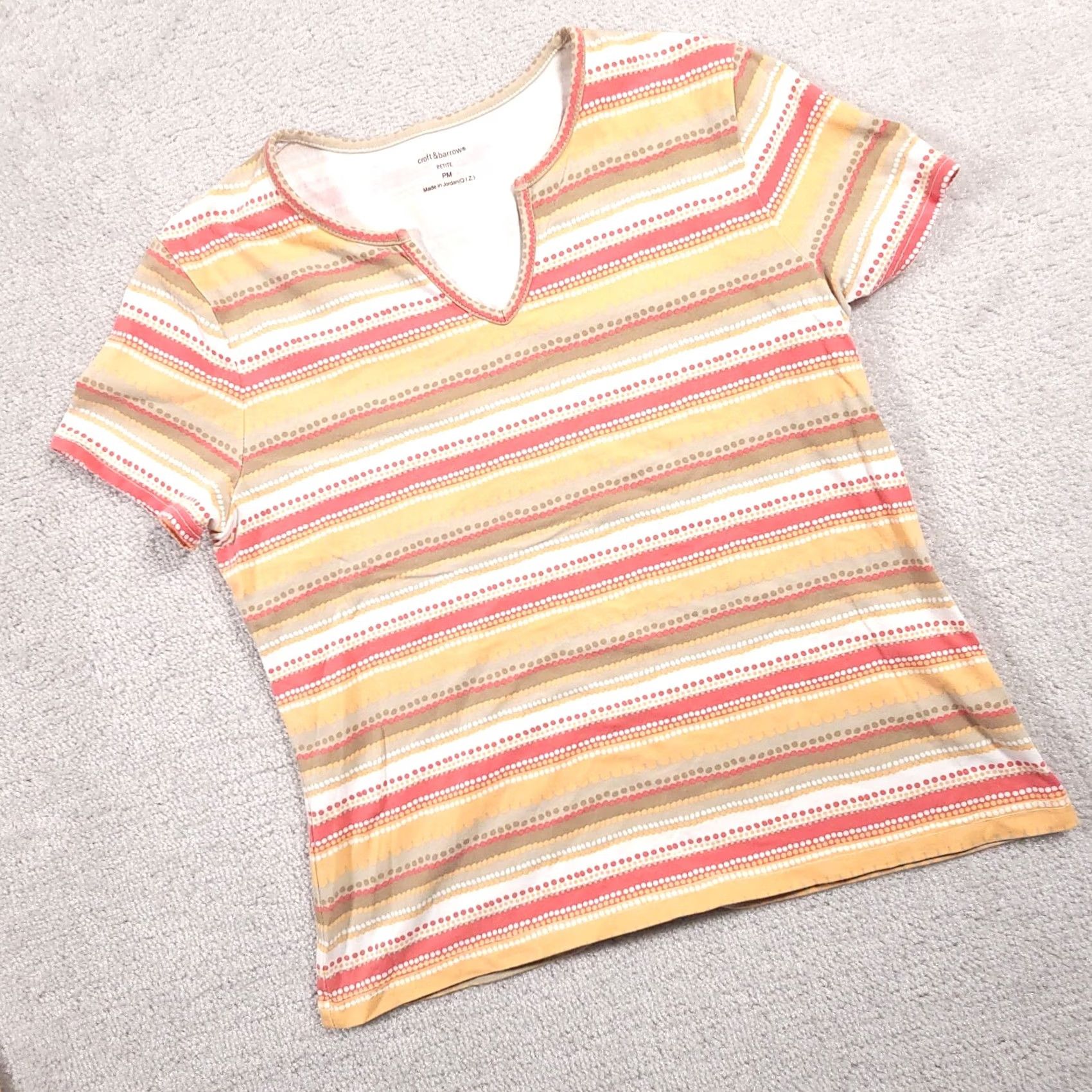 Croft & Barrow Croft & Barrow Shirt Womens PM Petite Short Sleeve V-Neck Stretch Stripe T-Shirt Multicolor Casual Size M / US 6-8 / IT 42-44 - 2 Thumbnail