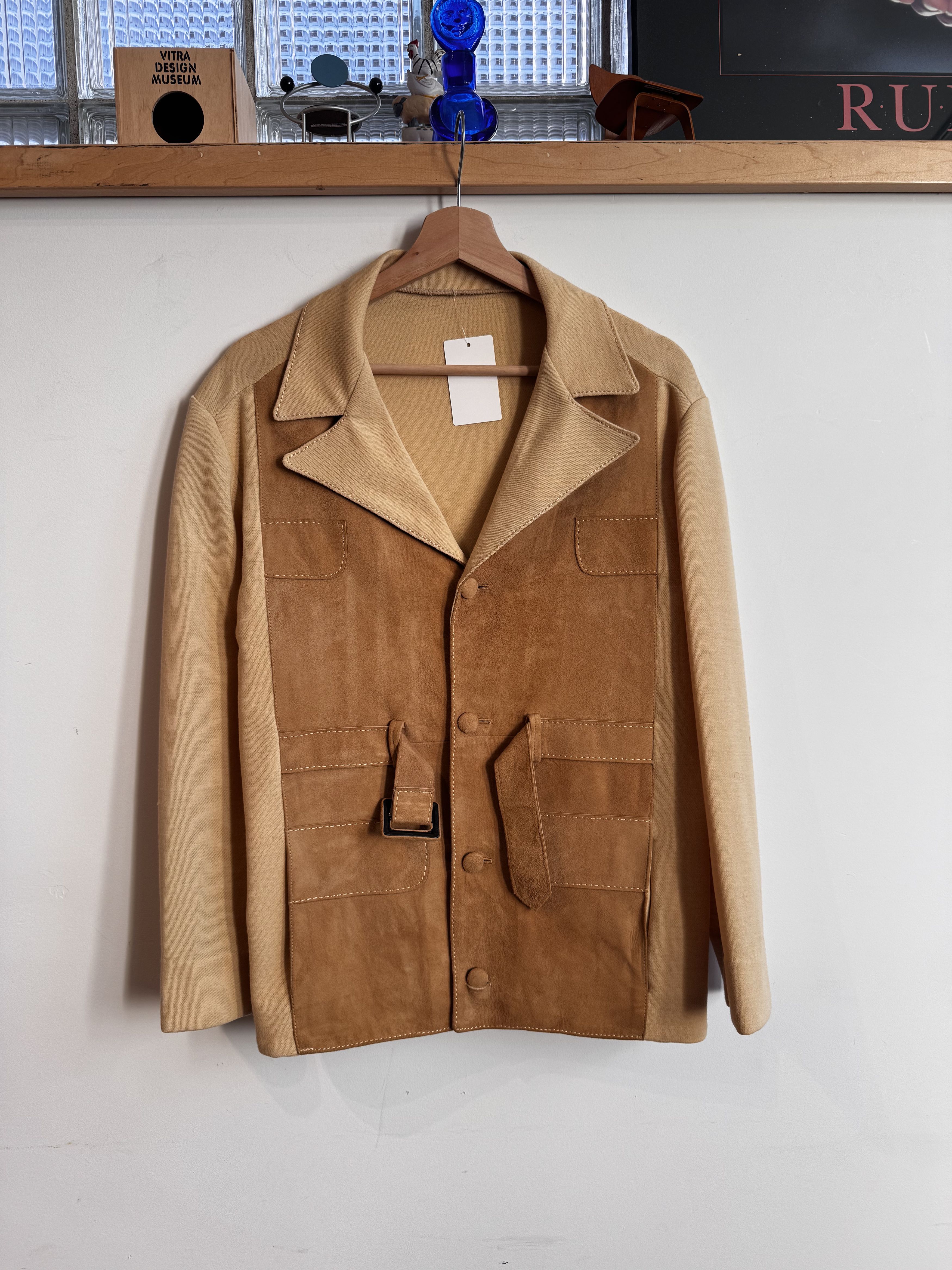 Vintage 60/70s Wool Leather Cardigan Size Fits womens M Size M / US 6-8 / IT 42-44 - 1 Thumbnail