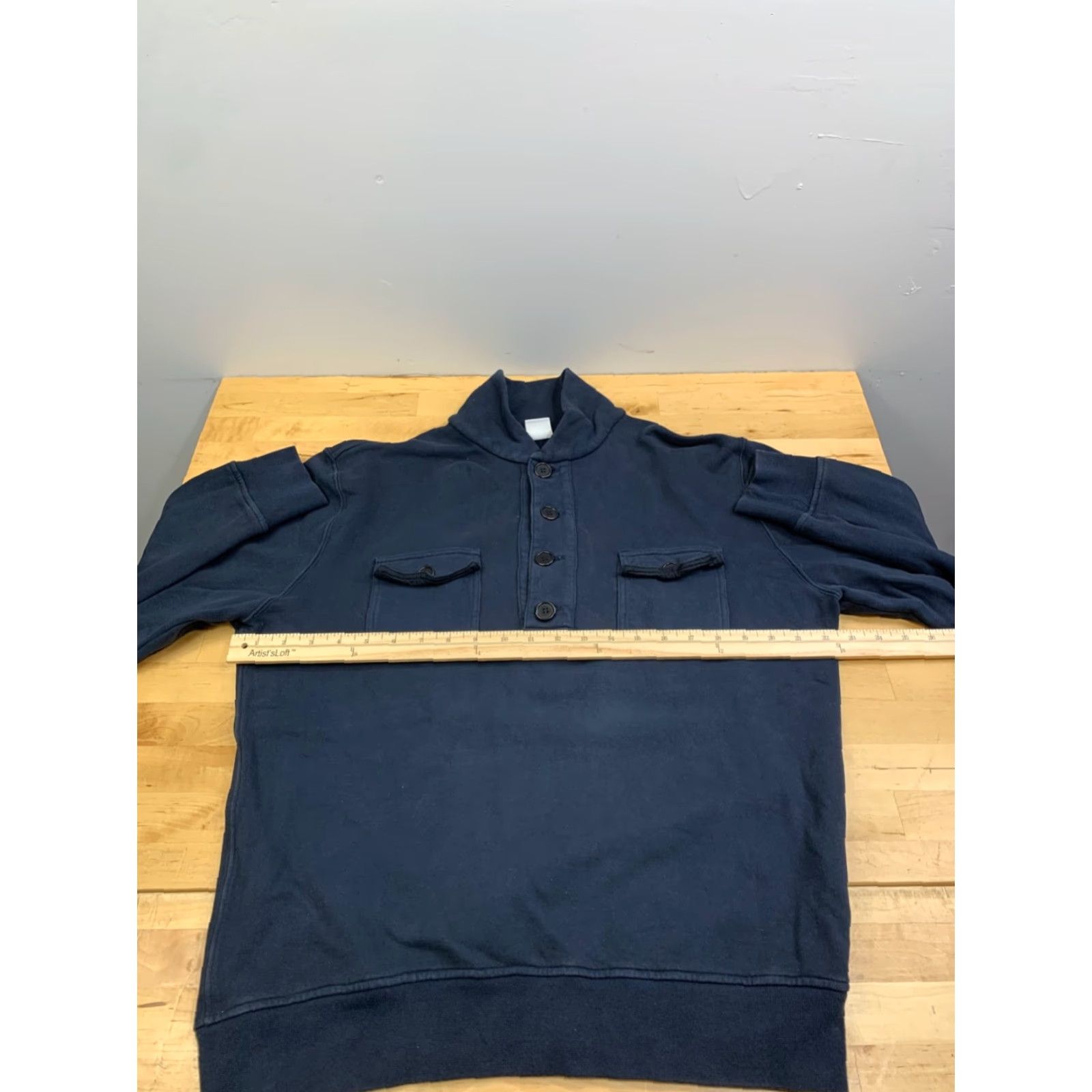 Aspesi Aspesi Mens XL Blue Pullover Henley Sweater Casual Size US XL / EU 56 / 4 - 4 Thumbnail