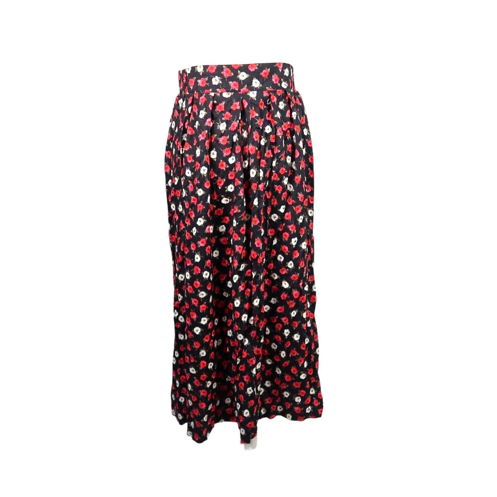 Vintage VINTAGE Panther set two piece top and skirt black and red floral 90s 12 Size XL / US 12-14 / IT 48-50 - 4 Thumbnail