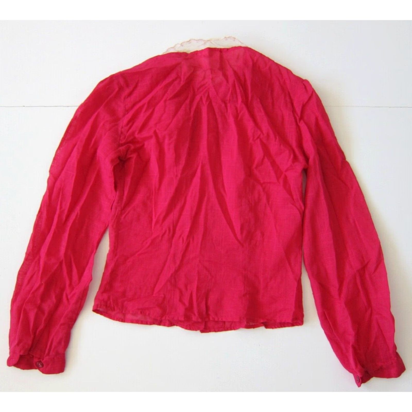 Pinko VINTAGE Nifty Blouse Shirt Women S-M Pink Long Sleeve Button Down Lace Neck 70s 80s 90s Mens Womens Size S / US 4 / IT 40 - 2 Thumbnail