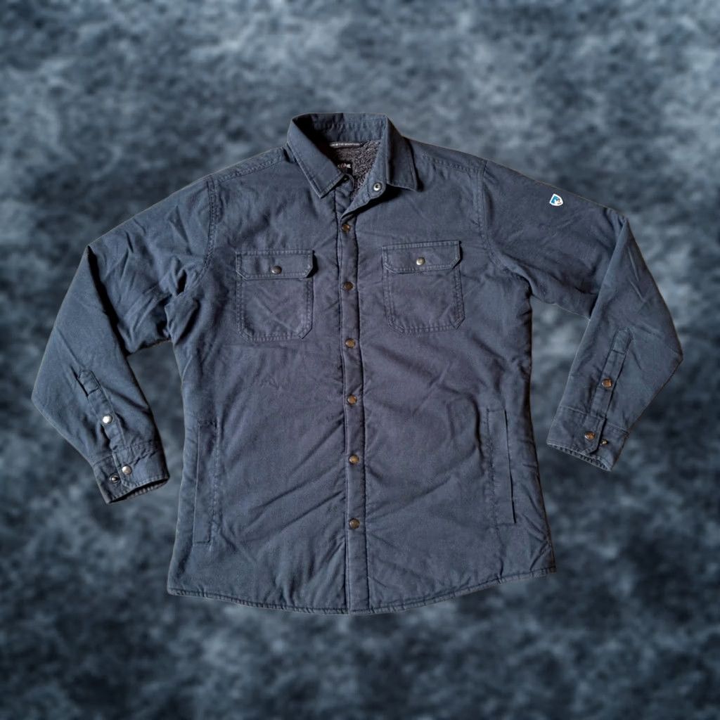 Vintage Kuhl Shirt Jacket Men's Navy Blue Fleece Lined Snap Front Quilted Pocketed Regular Fit Size M Size US M / EU 48-50 / 2 - 1 Thumbnail