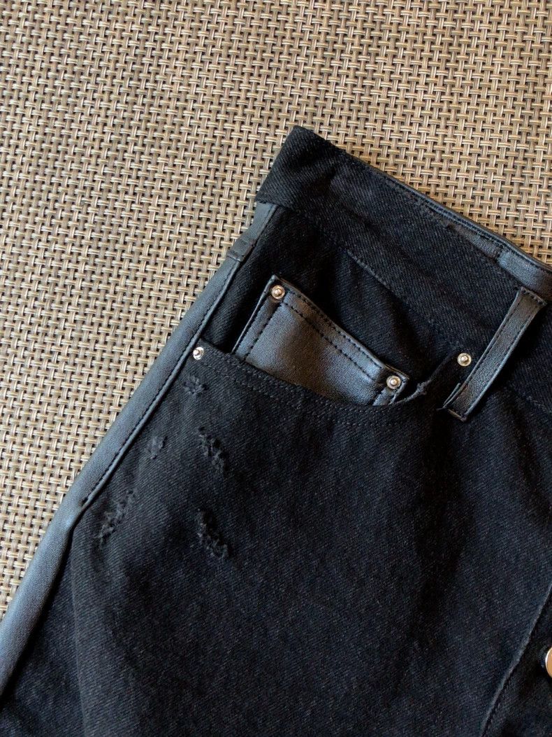 Amiri Amiri Black jeans with leather holes 2501-Nextarrow Size US 27 - 6 Thumbnail