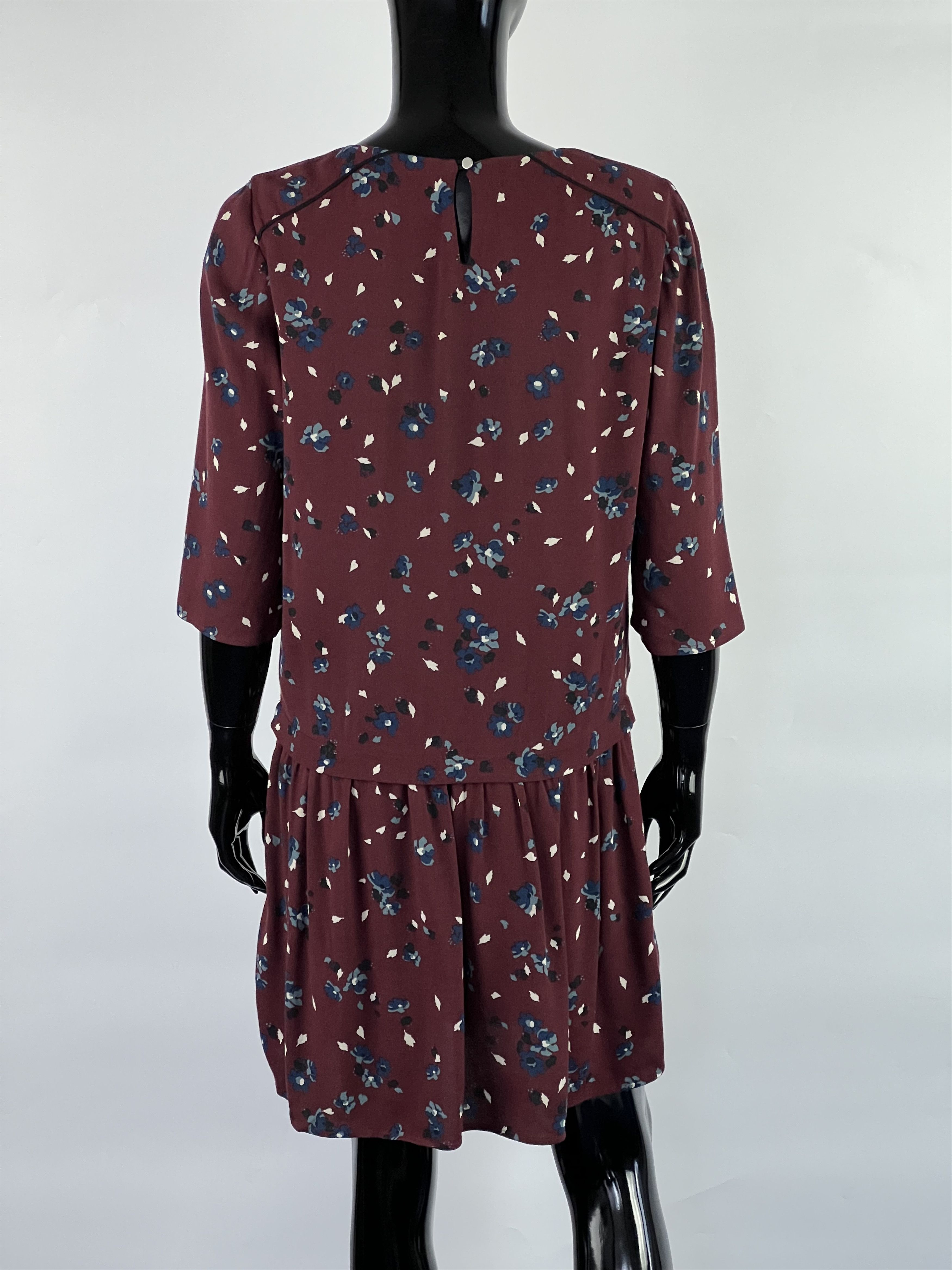 Sezane Sezane Burgundy Floral Print Half Sleeve Short Dress Size 36 Size S / US 4 / IT 40 - 3 Thumbnail