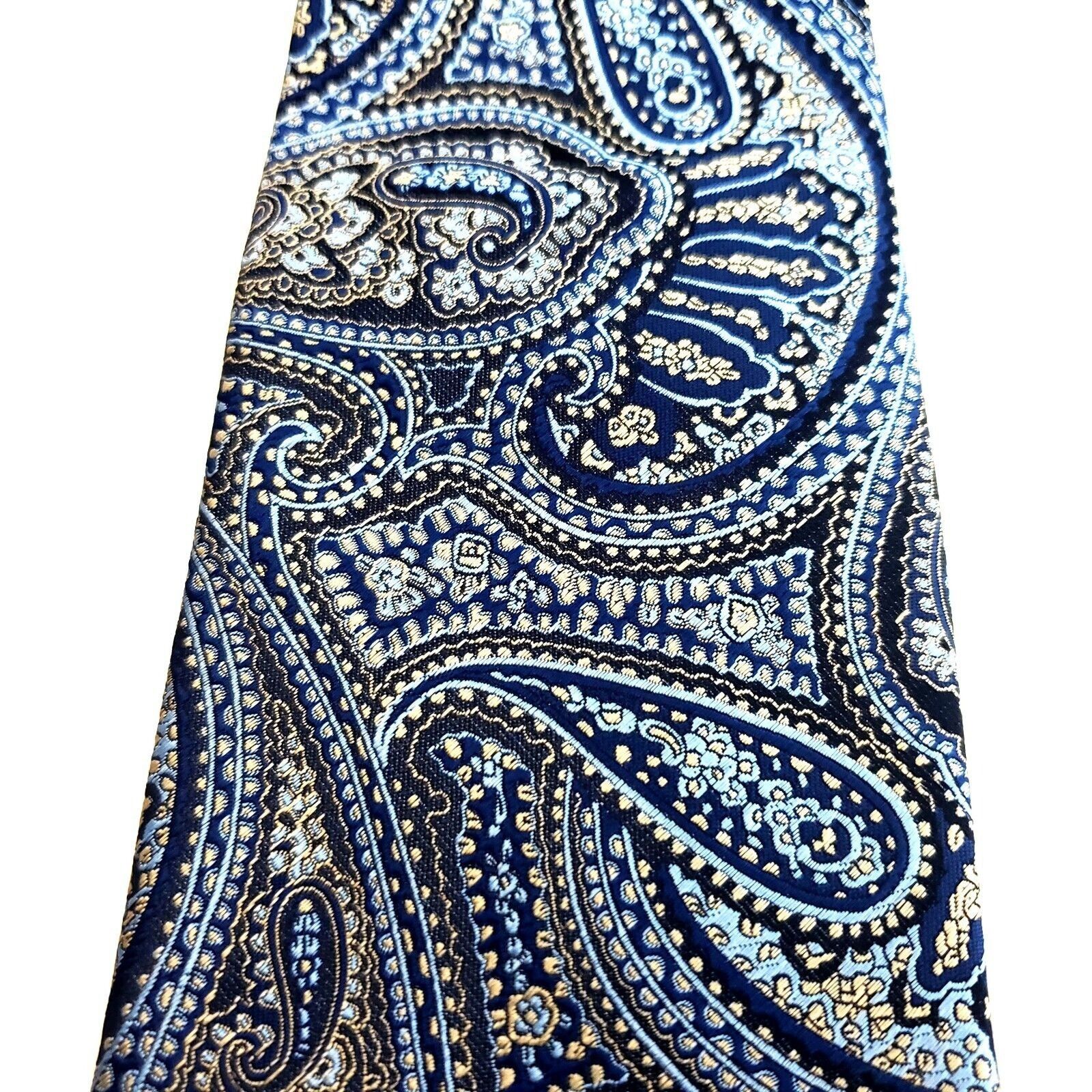 Designer Versa Collezioni Blue Gray Woven Paisley Silk Tie Size ONE SIZE - 2 Thumbnail
