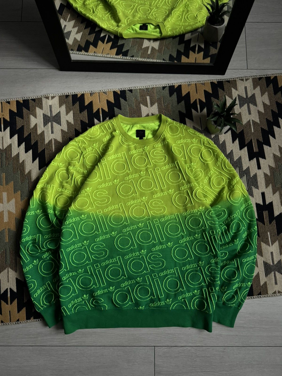Adidas Vintage Adidas Originals Rasta Monogram Sweater Size US M / EU 48-50 / 2 - 1 Thumbnail