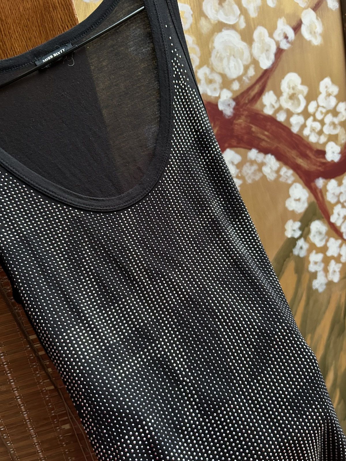 Miss Sixty Vintage Y2K Miss Sixty Black Rhinestone Studded Tank Top Size S / US 4 / IT 40 - 4 Thumbnail