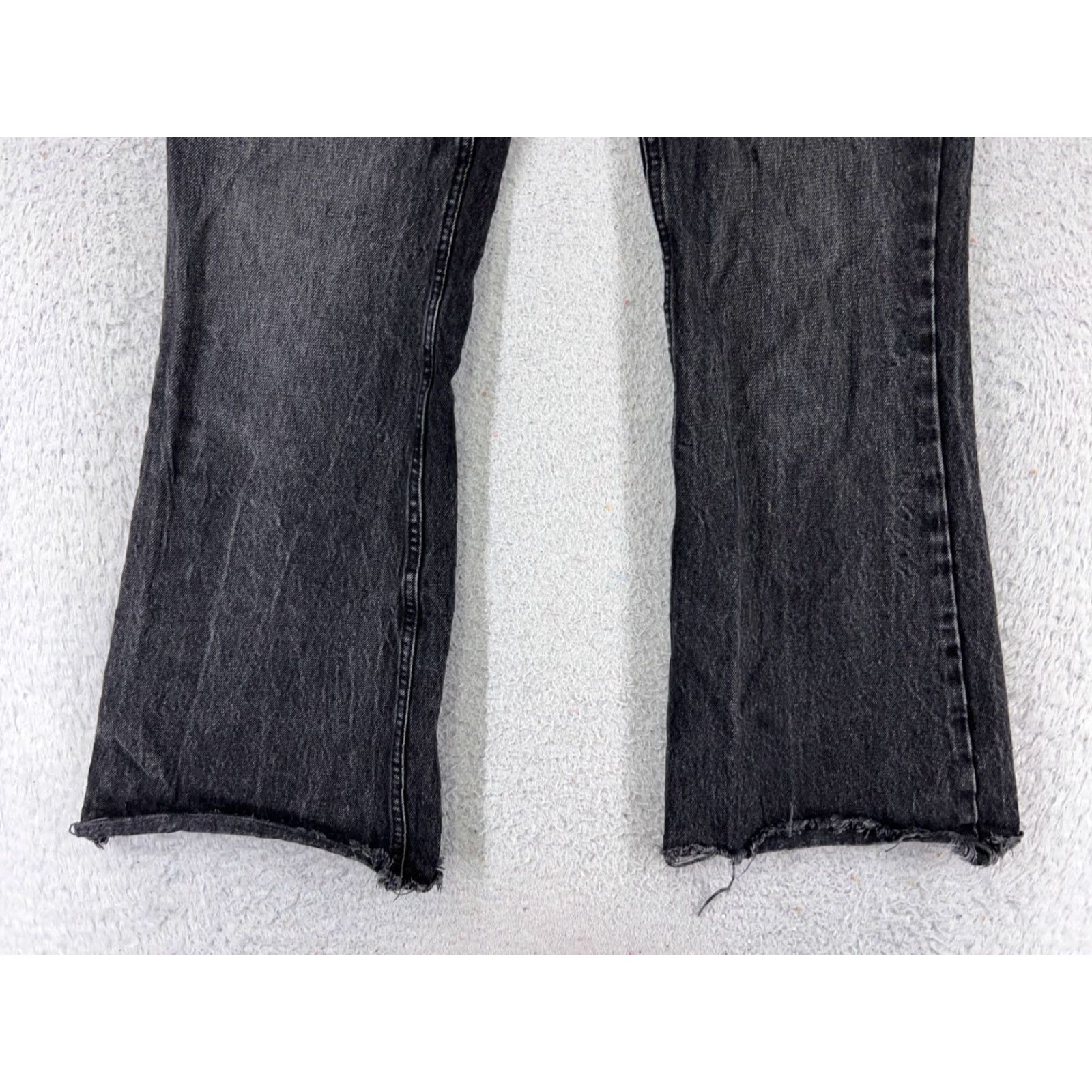 Zara Zara Jeans Womens 6 Black Denim Flared 28x28 Cotton High Rise 5-Pocket Hardware Button Zipper Regular Type: Jeans Mens Womens Girls Size 28" / US 6 / IT 42 - 2 Thumbnail